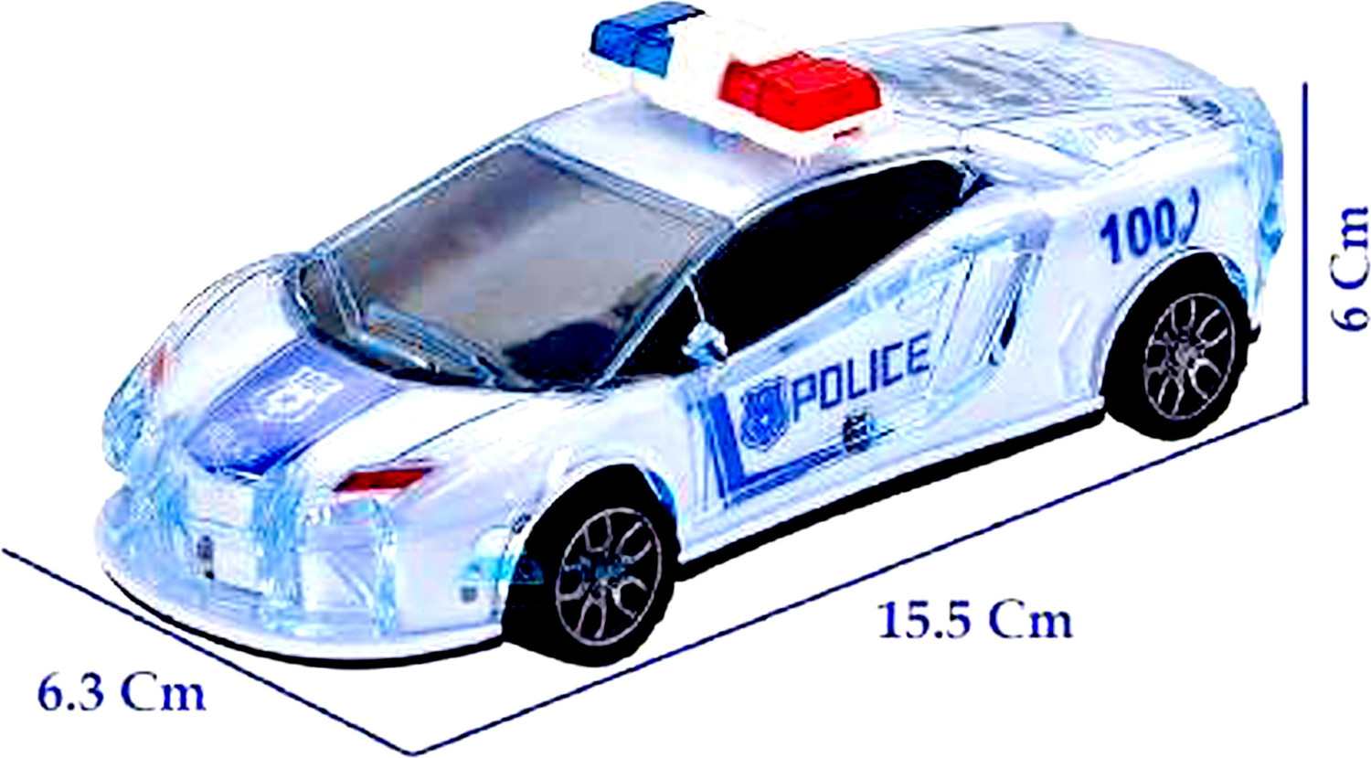 Image of ANANYA CREATIONS Police Car with Lights Friction Music and Siren Sound Police 3D Car Police Car Super Speed Colorful Dazzling Light and Music (Blue Pack of 1)