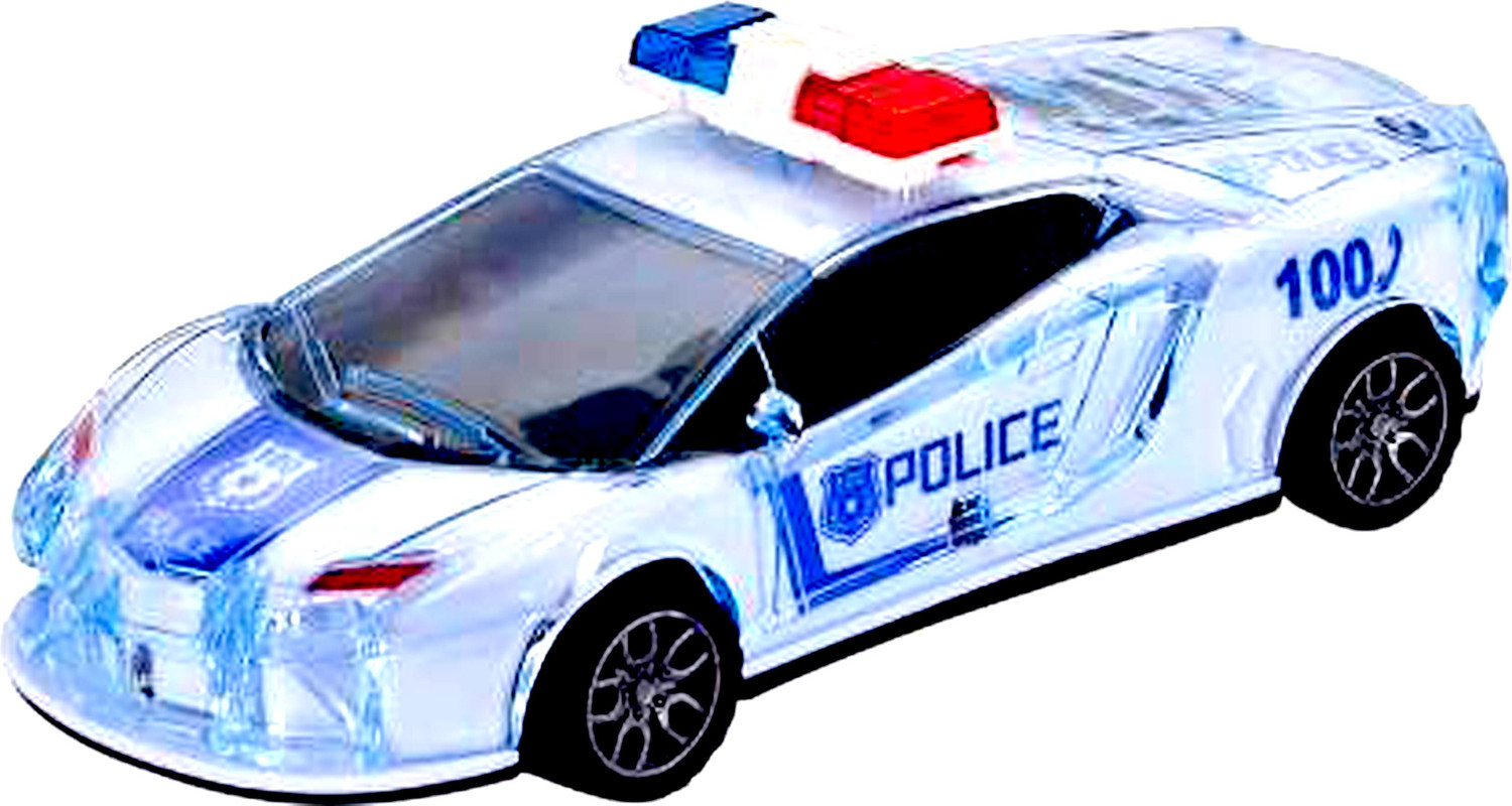 Image of ANANYA CREATIONS Police Car with Lights Friction Music and Siren Sound Police 3D Car Police Car Super Speed Colorful Dazzling Light and Music (Blue Pack of 1)