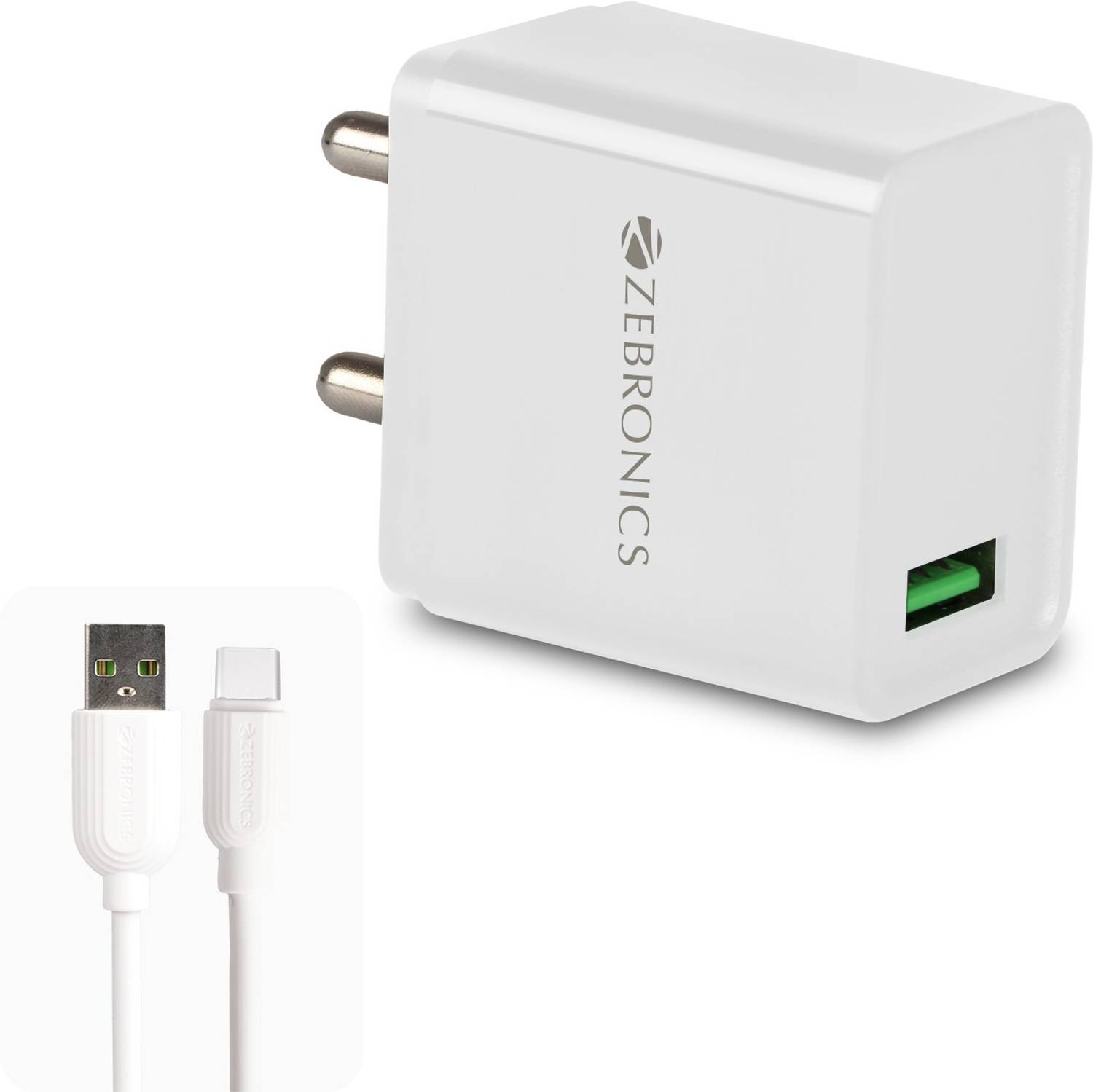 ZEBRONICS 18 W Qualcomm 3.0 3 A Wall Charger for Mobile with Detachable Cable