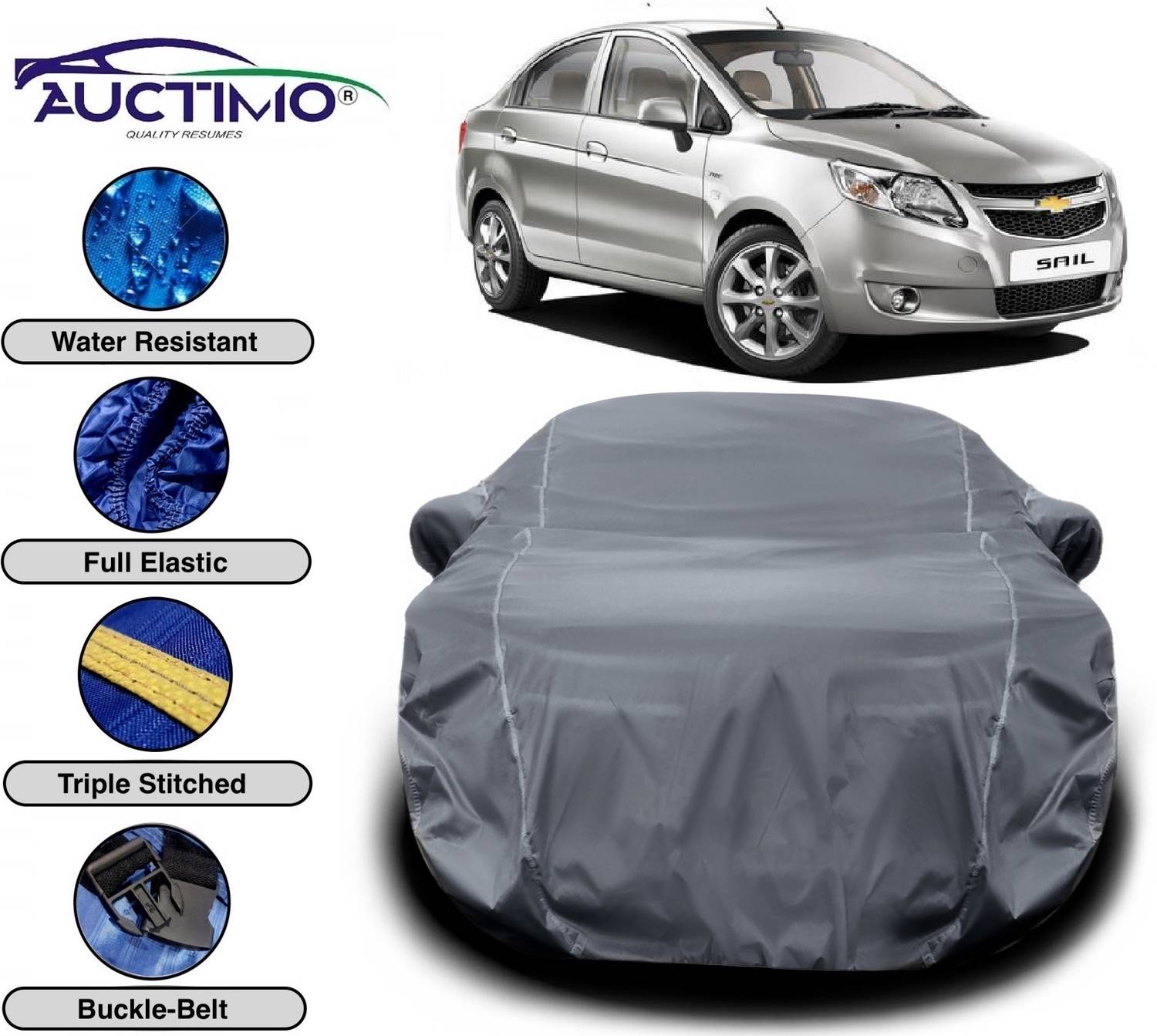 AUCTIMO Car Cover For Chevrolet Sail (With Mirror Pockets)