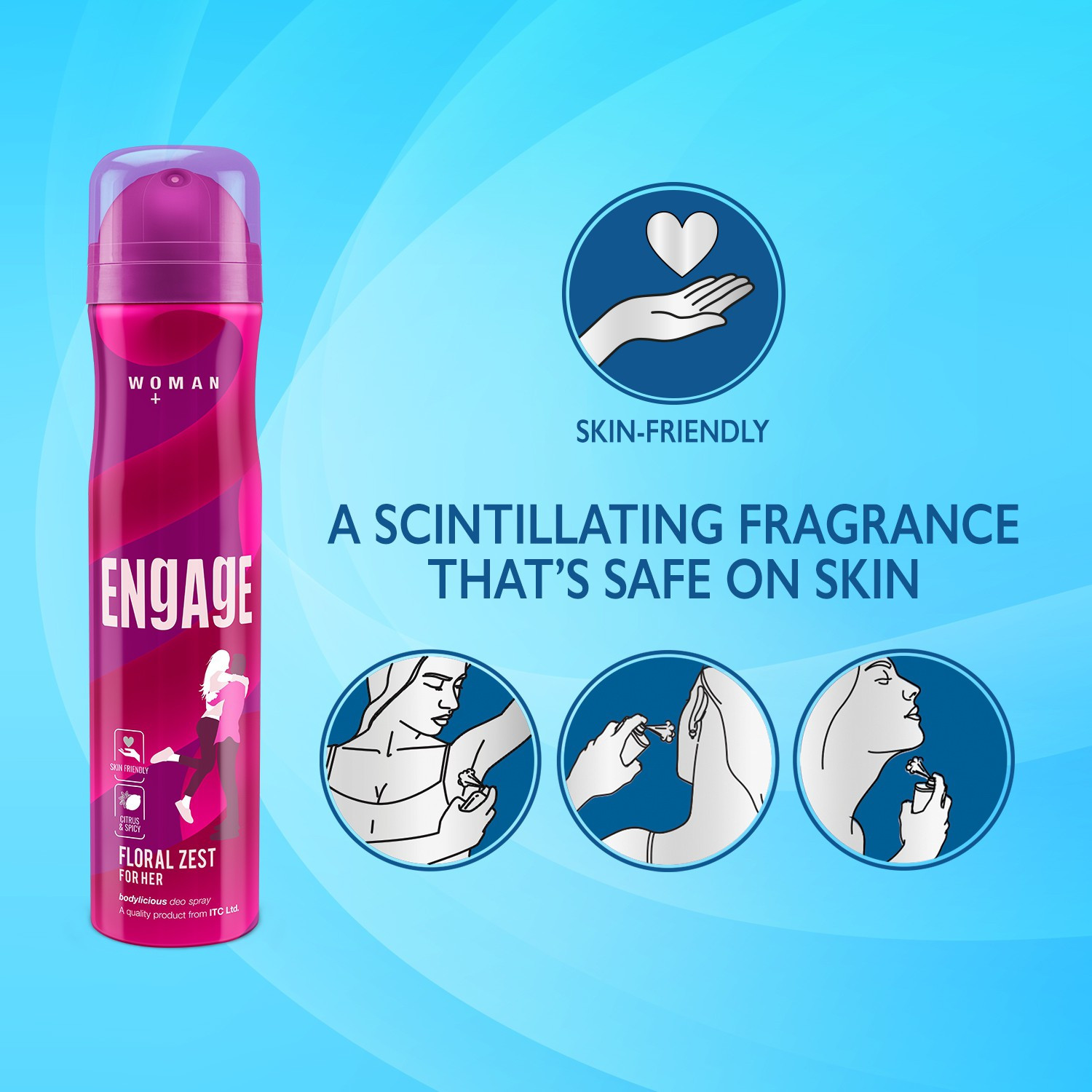 Image of Engage Floral Zest, Citrus & Floral and Garden Mystique, Spicy & Woody, Skin Friendly Deodorant Spray - For Women