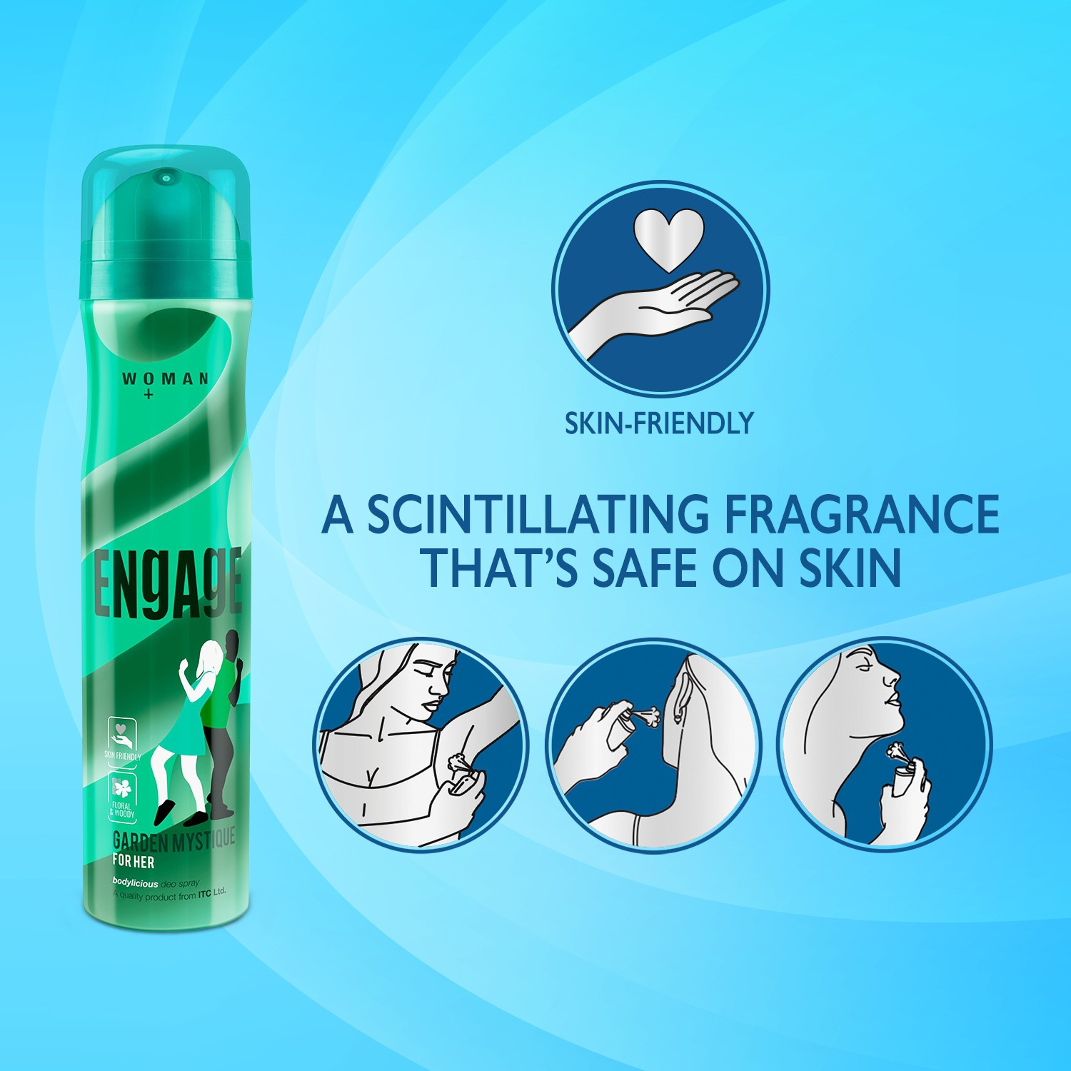 Image of Engage Floral Zest, Citrus & Floral and Garden Mystique, Spicy & Woody, Skin Friendly Deodorant Spray - For Women