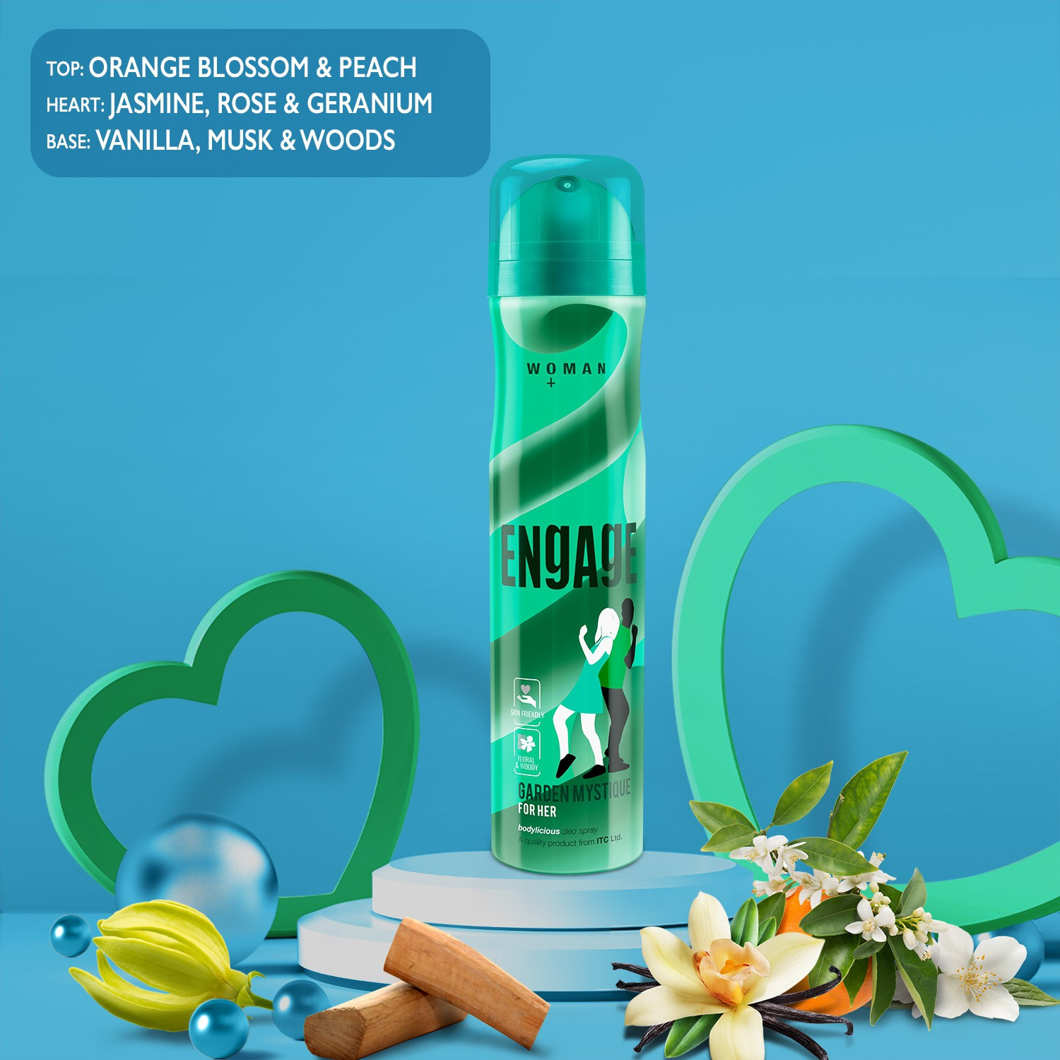 Image of Engage Floral Zest, Citrus & Floral and Garden Mystique, Spicy & Woody, Skin Friendly Deodorant Spray - For Women
