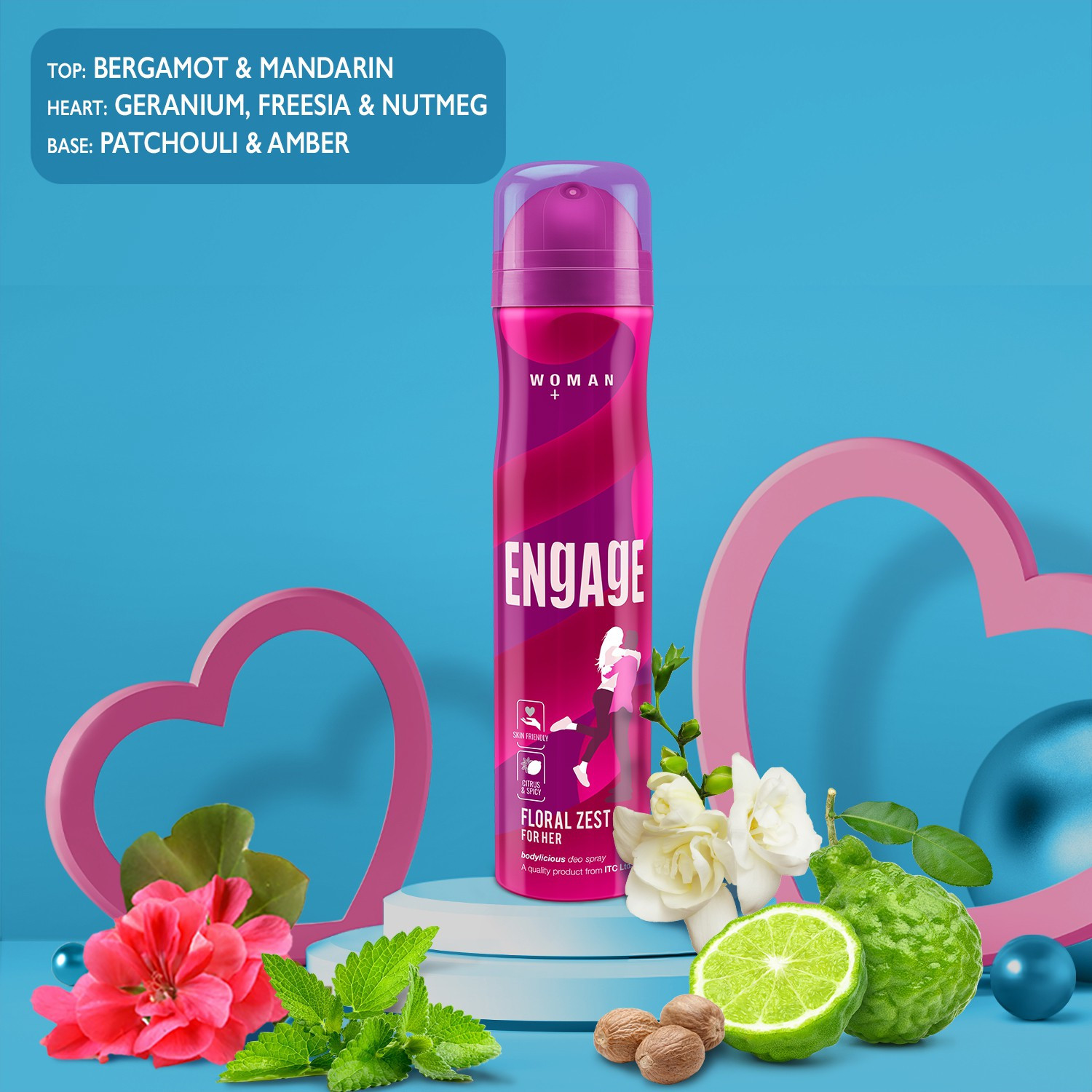Image of Engage Floral Zest, Citrus & Floral and Garden Mystique, Spicy & Woody, Skin Friendly Deodorant Spray - For Women