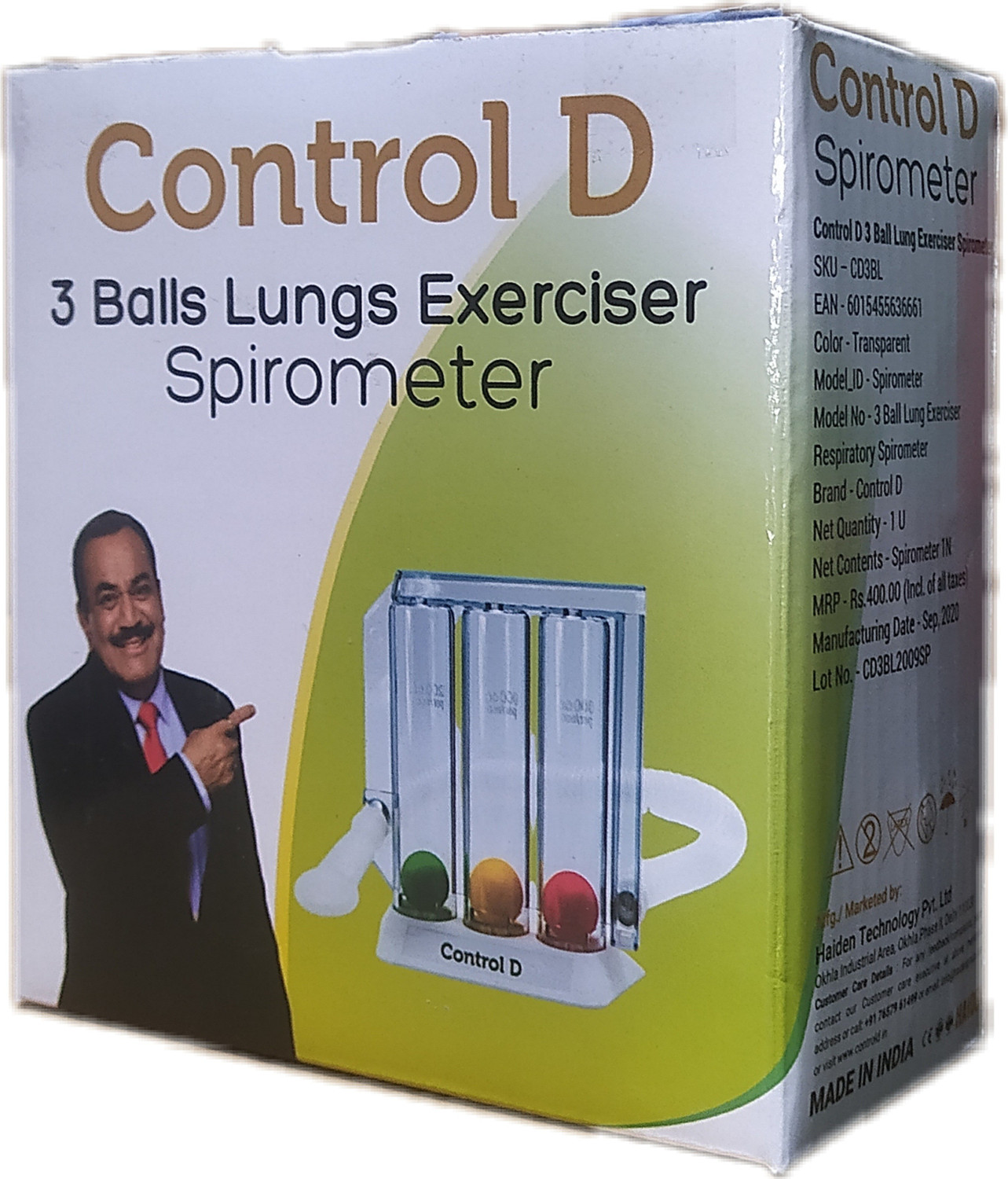 Image of Control D 3 Ball Lung Exerciser Respiratory Spirometer Respiratory Exerciser