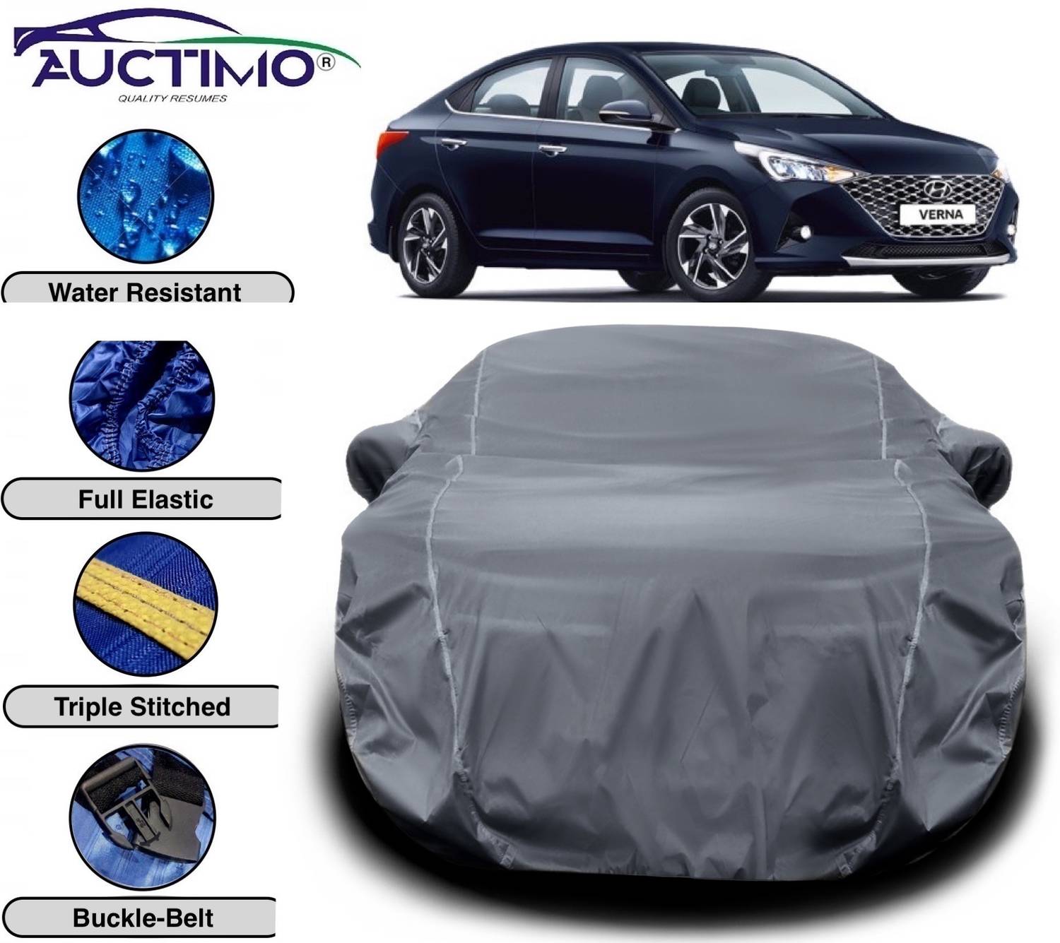 AUCTIMO Car Cover For Hyundai Verna Transform (With Mirror Pockets)