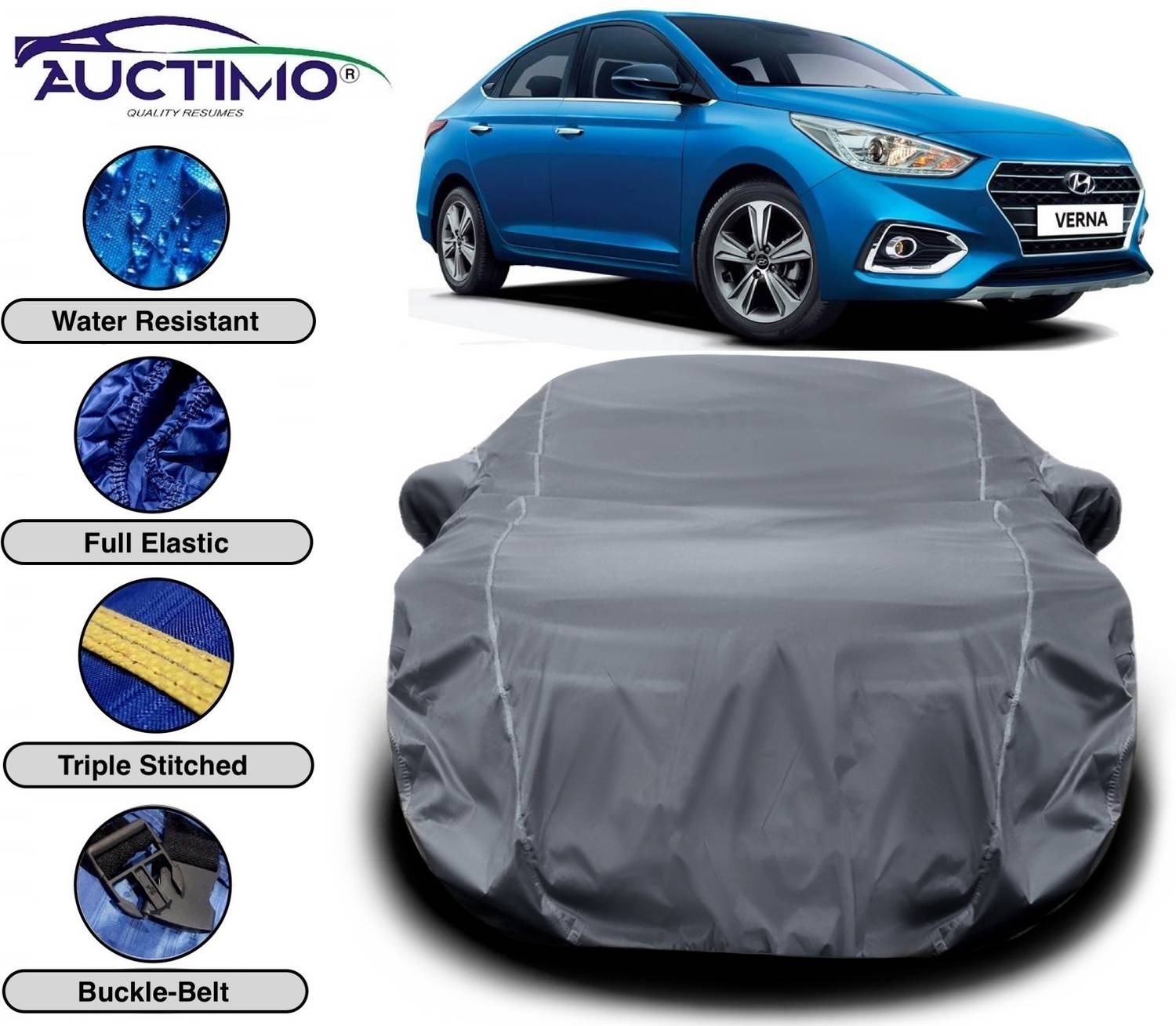 AUCTIMO Car Cover For Hyundai Verna 1.5 ABS (With Mirror Pockets)