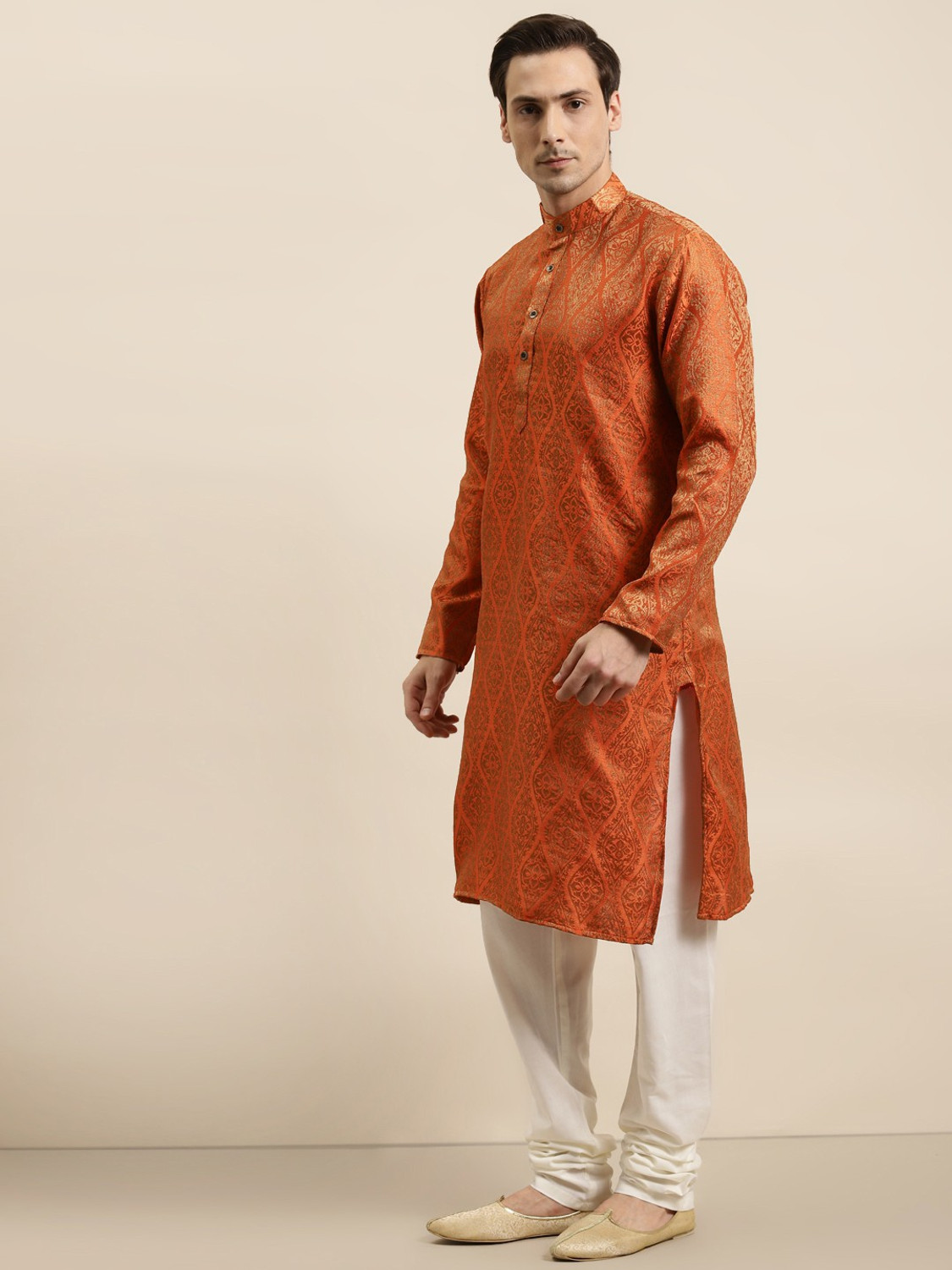 Image of SOJANYA Men Woven Design Straight Kurta