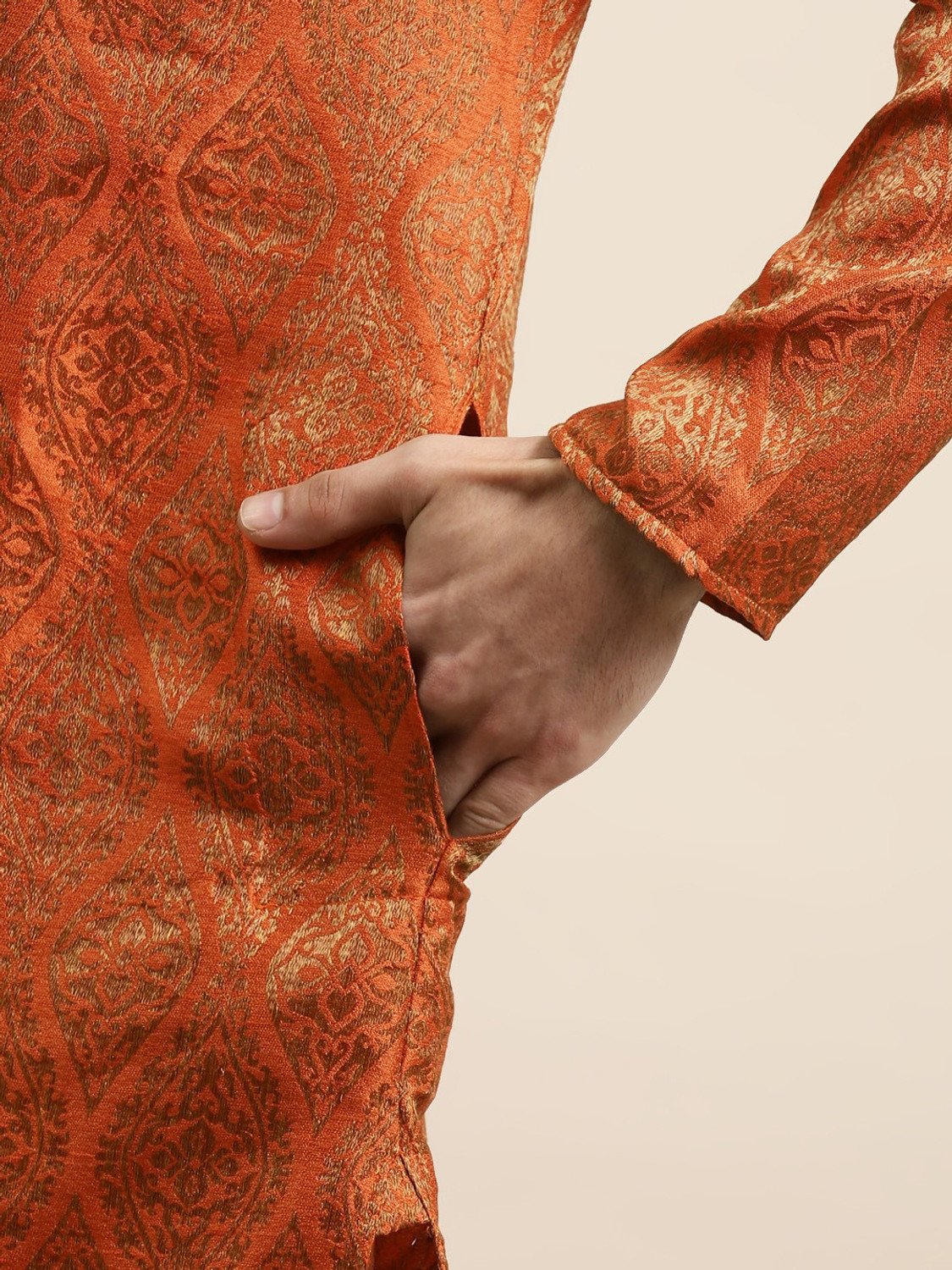 Image of SOJANYA Men Woven Design Straight Kurta