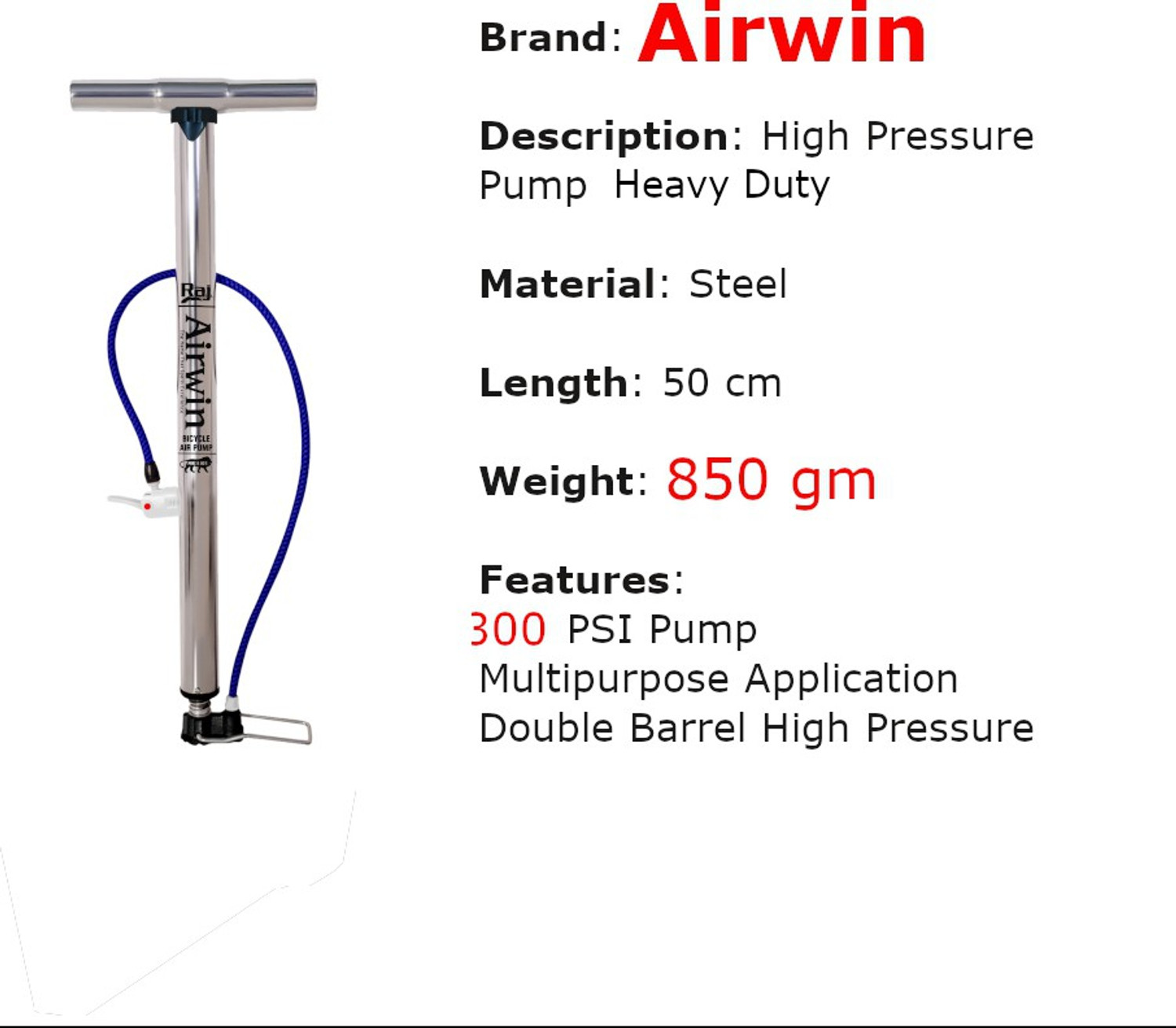Image of RAJ Airwin Multipurpose Air Pump Bicycle Pump