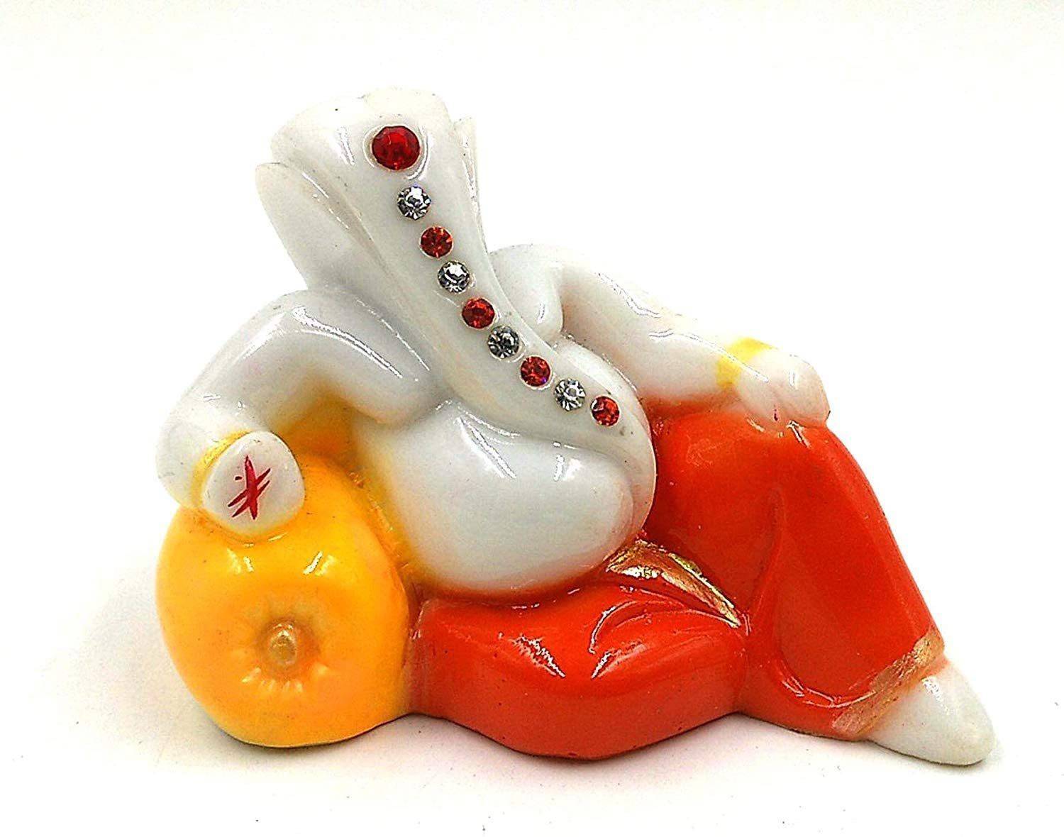 KC PRODUCTS White Stone God Ganesha Car Dashboard Decor Statue | Hindu Idol God Ganesh Ganpati Decor Sculpture | Decorative Gift 2.3 x 2.3 Inch/3 cm Decorative Showpiece  -  5.8 cm