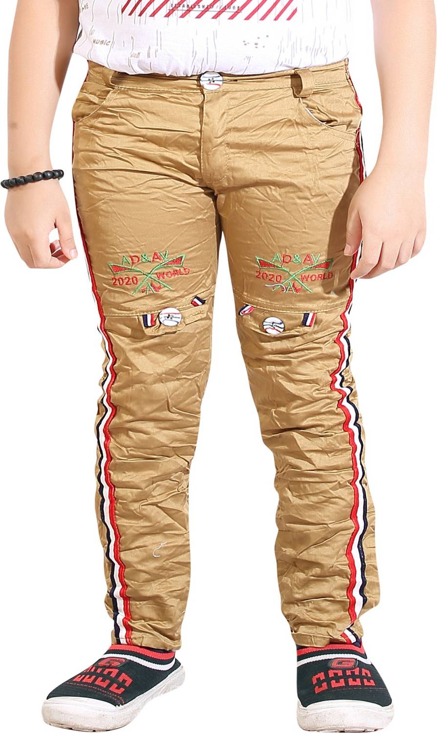 AD & AV Slim Fit Boys Khaki Trousers