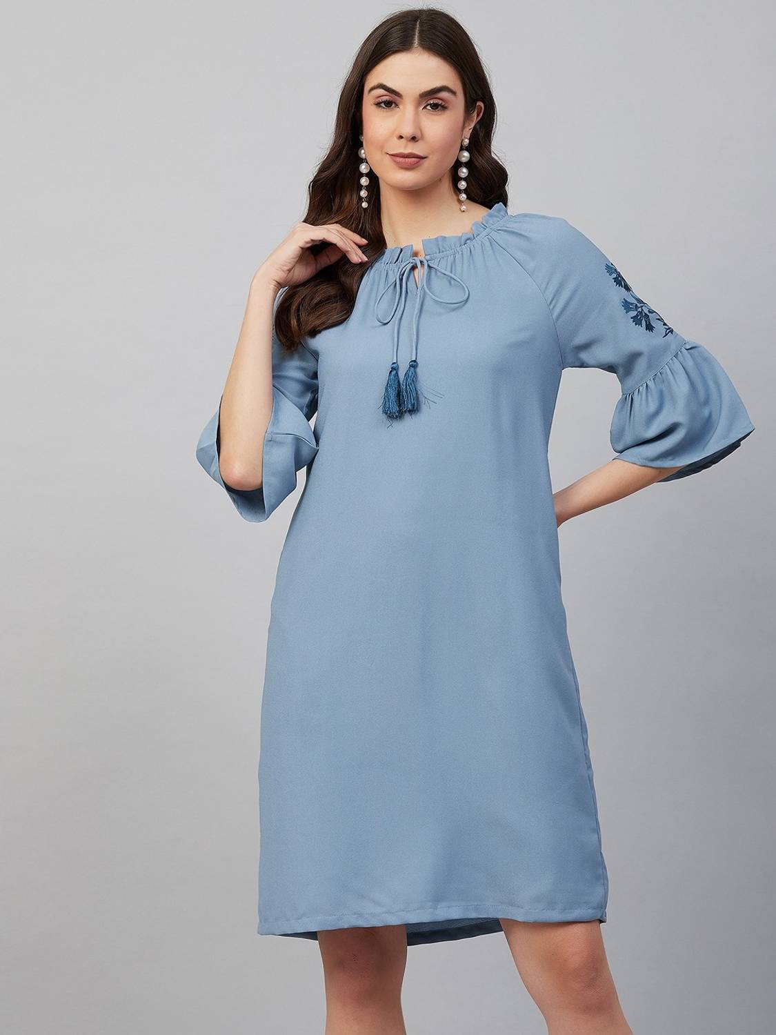 CARLTON LONDON Women A-line Blue Knee Length Dress