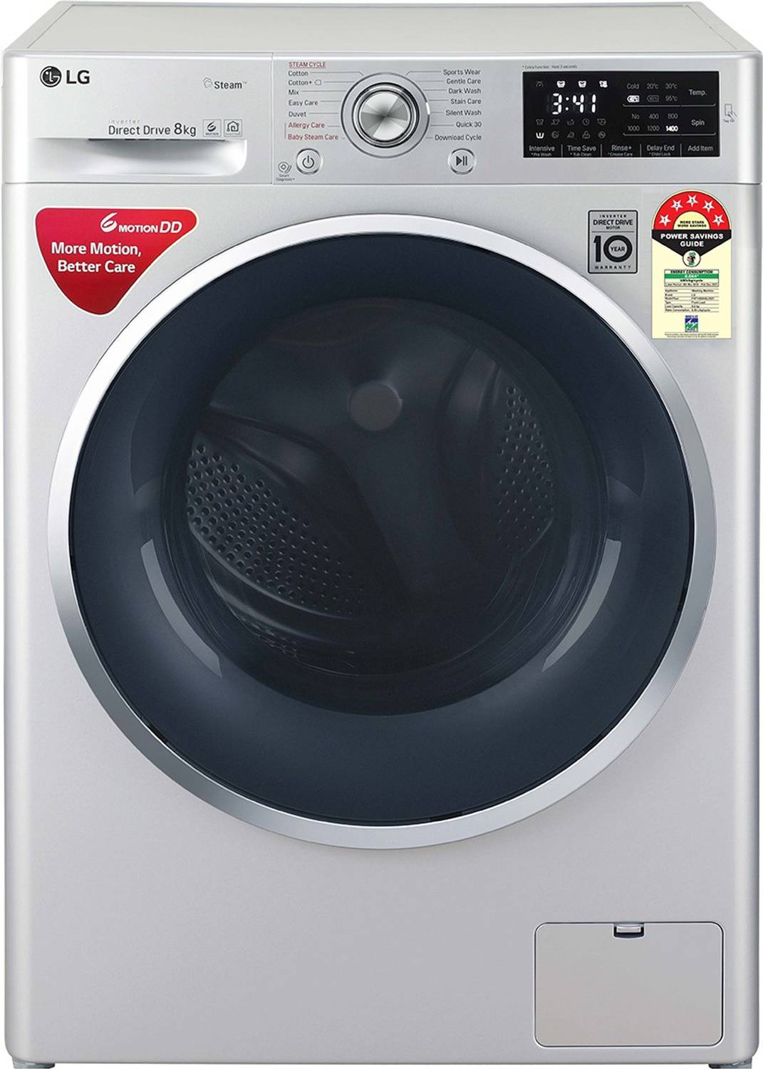 LG 8 kg with Steam,inverter Fully Automatic Front Load with In-bu