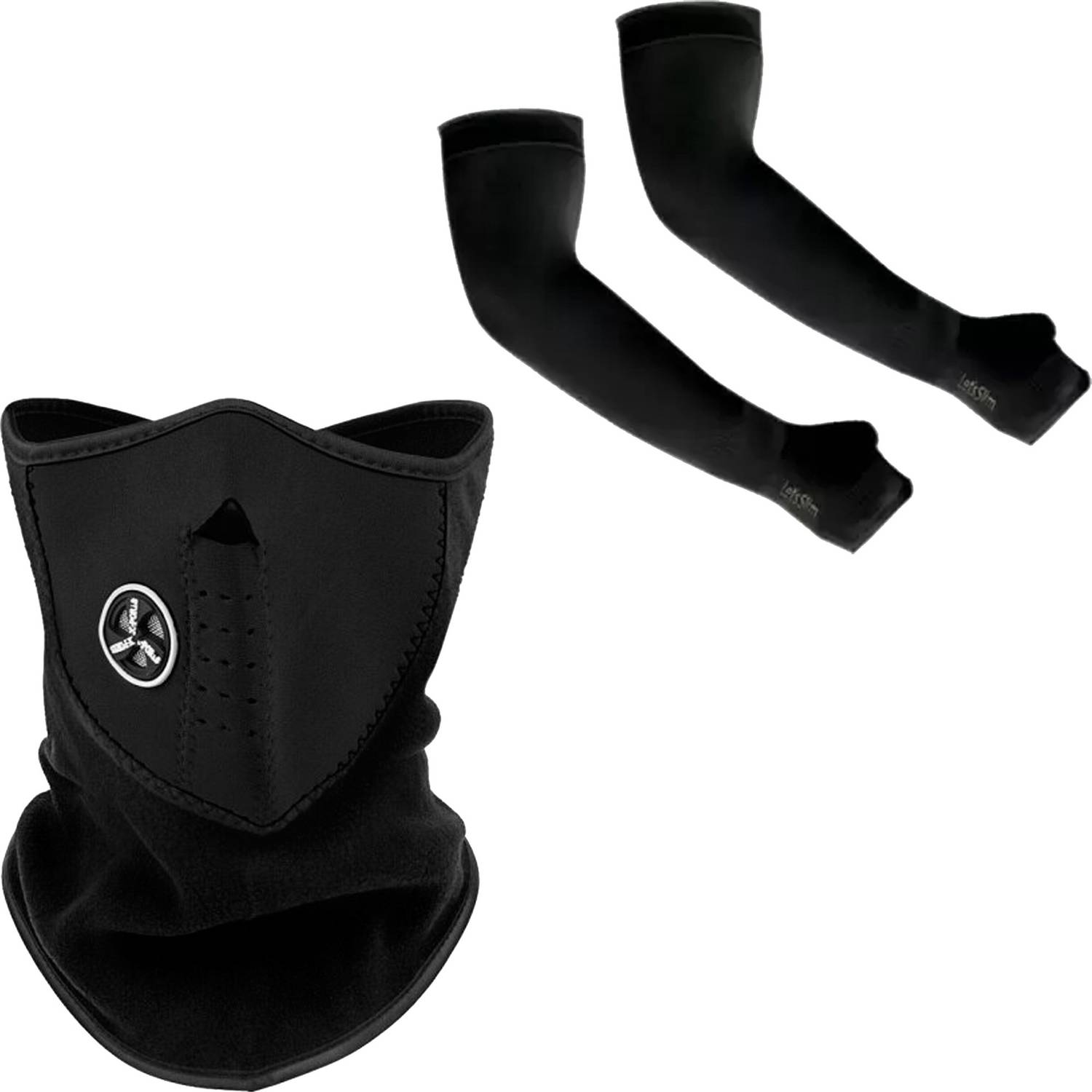 aksmit 1 Pair Arm Sleeves+1 Half Balaclava Black Combo