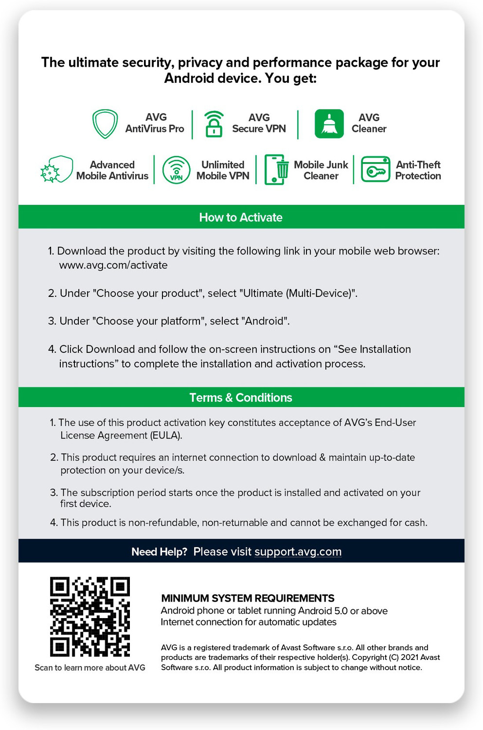 Image of AVG Mobile Security for Android Ultimate 1 Device PC 1 Year Mobile Security Compatible with Android (Email Delivery - No CD)