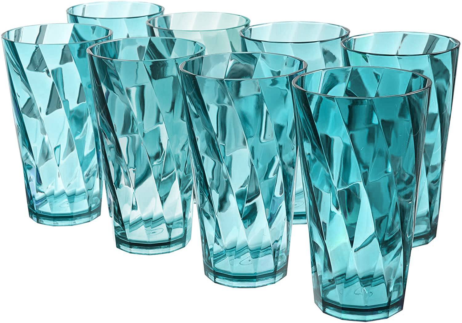 Sedulous (Pack of 8) TWISTER Shape Unbreakable Plastic Glasses Glass Set Water/Juice Glass