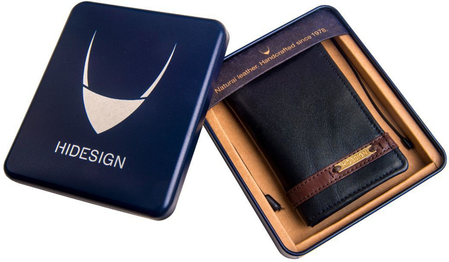 Image of HIDESIGN Men Black Genuine Leather Wallet - Regular Size (3 Card Slots)