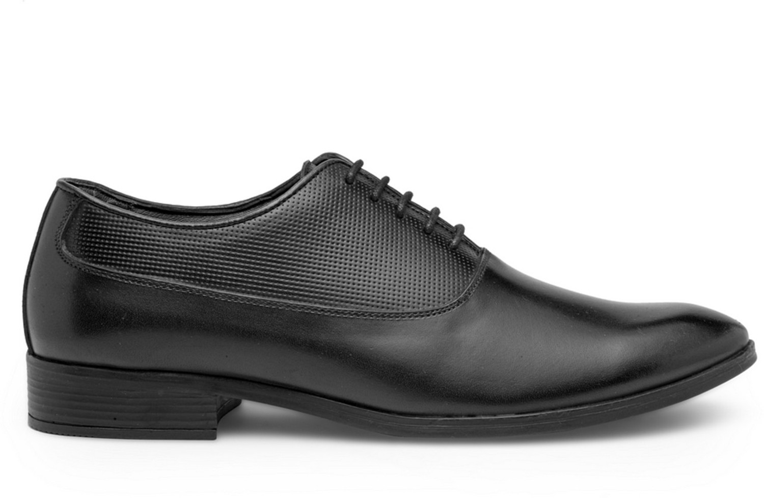 Image of Teakwood Leathers Men Black Textured Genuine Leather Formal Derbys Derby For Men