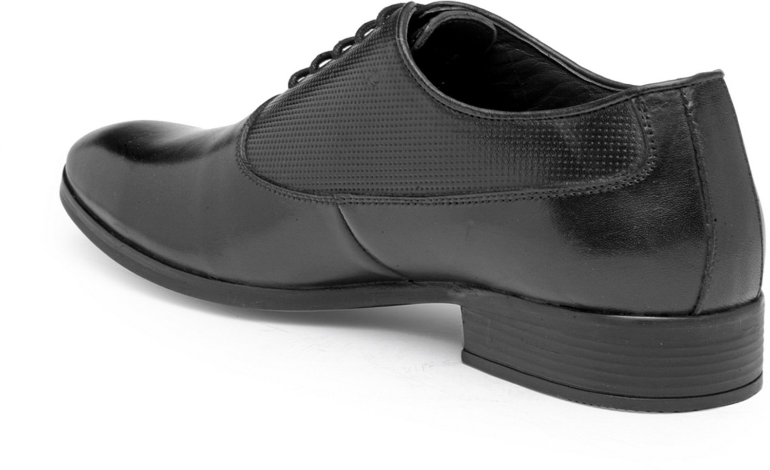 Image of Teakwood Leathers Men Black Textured Genuine Leather Formal Derbys Derby For Men