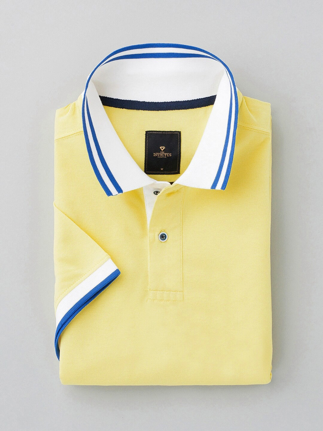 Image of INVICTUS Solid Men Polo Neck Yellow T-Shirt