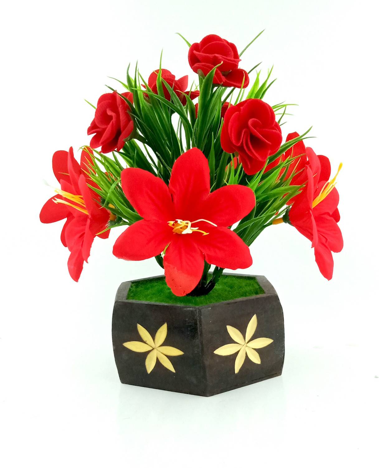 BearPaw Fancy Artificial Flowers for Table Multicolor Lily Artificial Flower with Pot