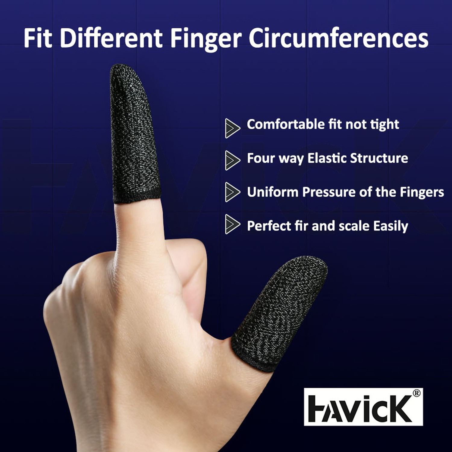 Image of Havick Thumb & Finger Sleeve for Pubg Mobiles Game, Anti-Sweat, 2 Pieces Black Finger Sleeve