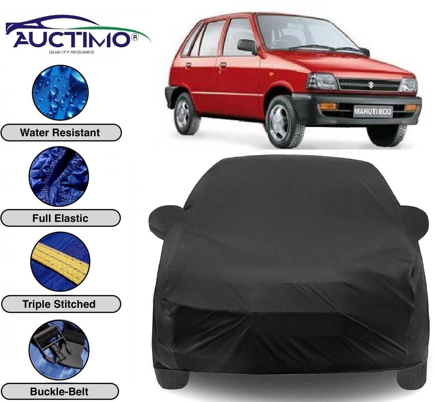 AUCTIMO Car Cover For Maruti Suzuki 800 (With Mirror Pockets)