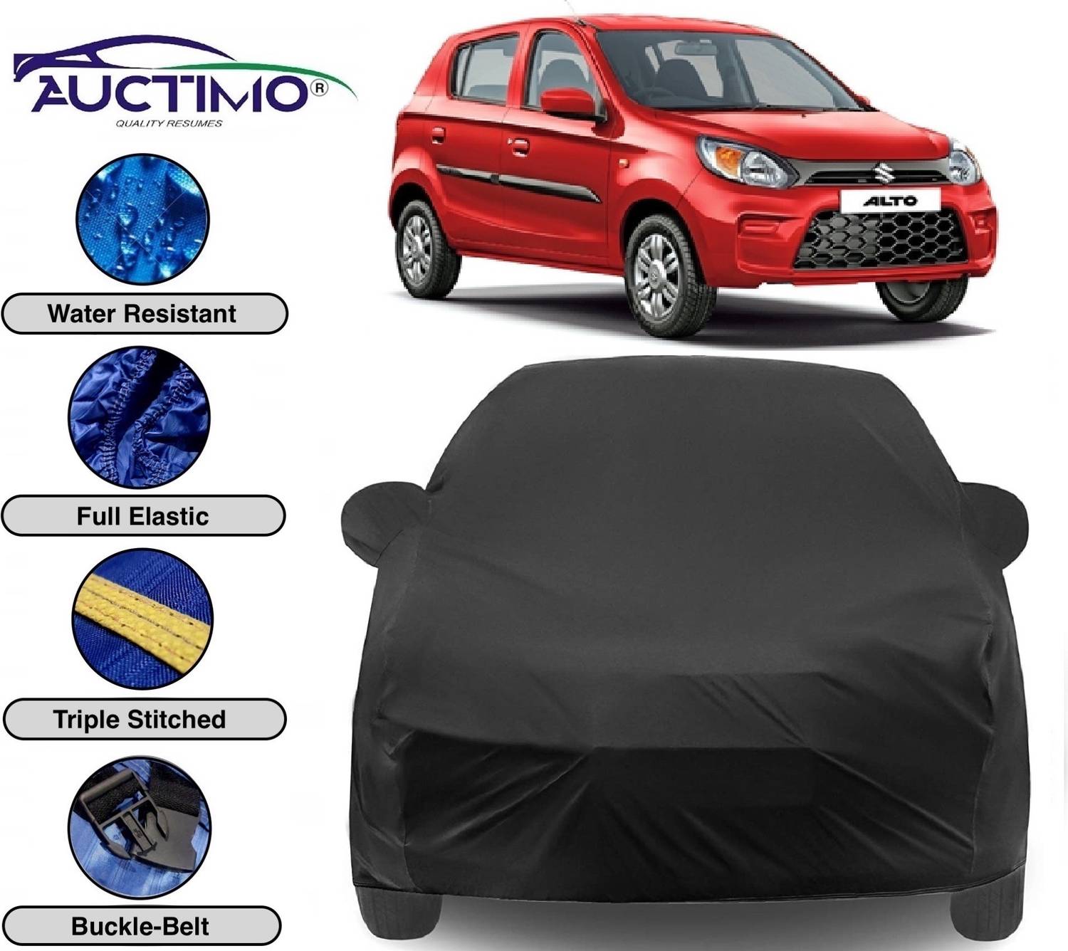 AUCTIMO Car Cover For Maruti Suzuki Alto 800 (With Mirror Pockets)