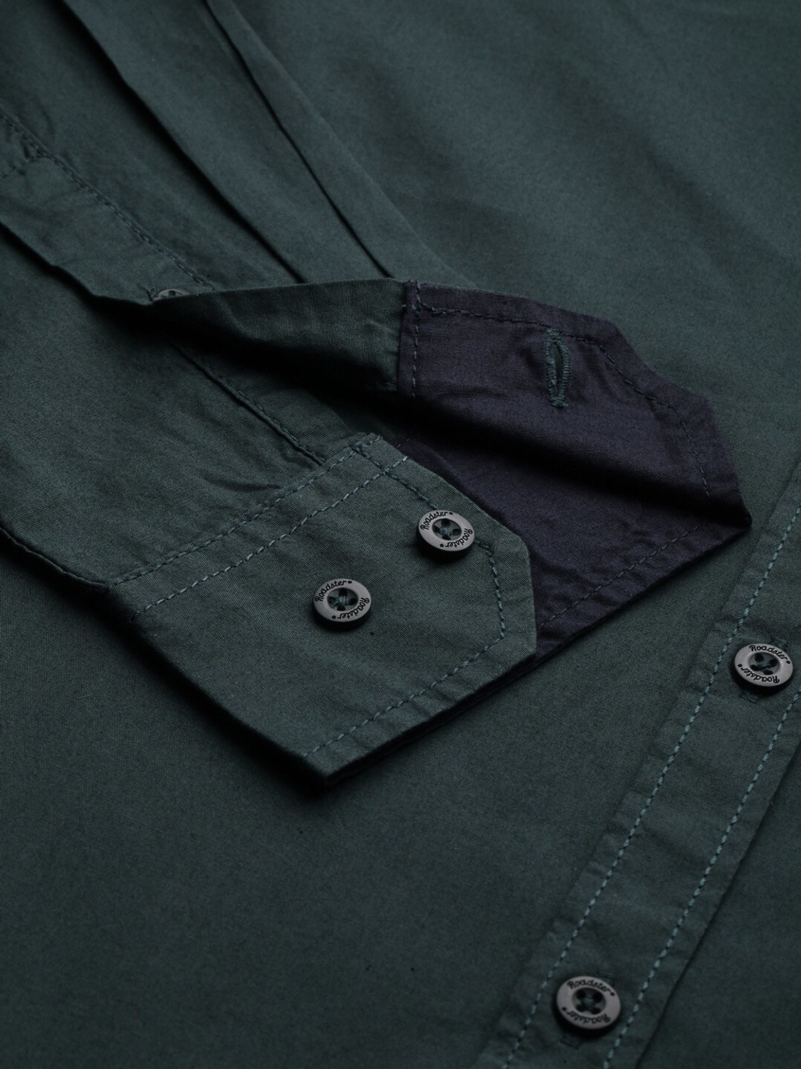 Image of Roadster Men Solid Casual Green Shirt
