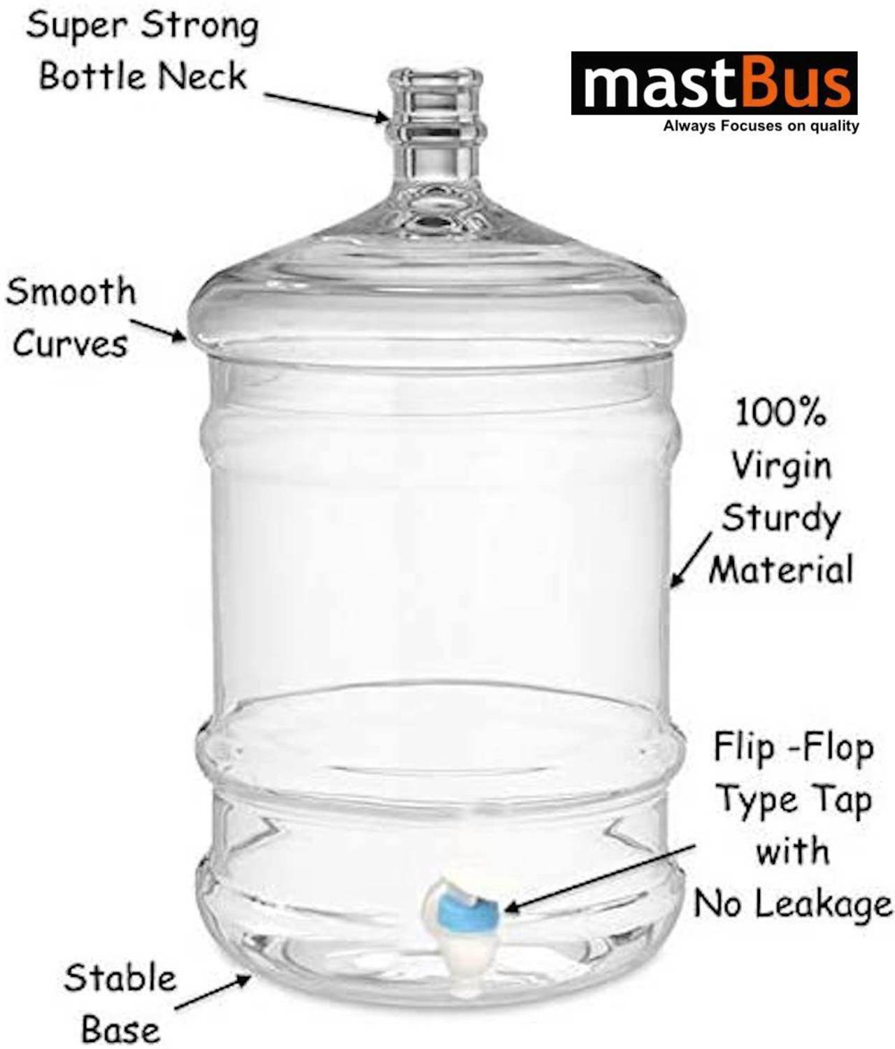 mastBus 1Pc 20 Litre Water Can with Tap and 6 Plastic Glass Unbreakable  Heavy Duty Dura Bottom Loading Water Dispenser Price in India - Buy mastBus  1Pc 20 Litre Water Can with
