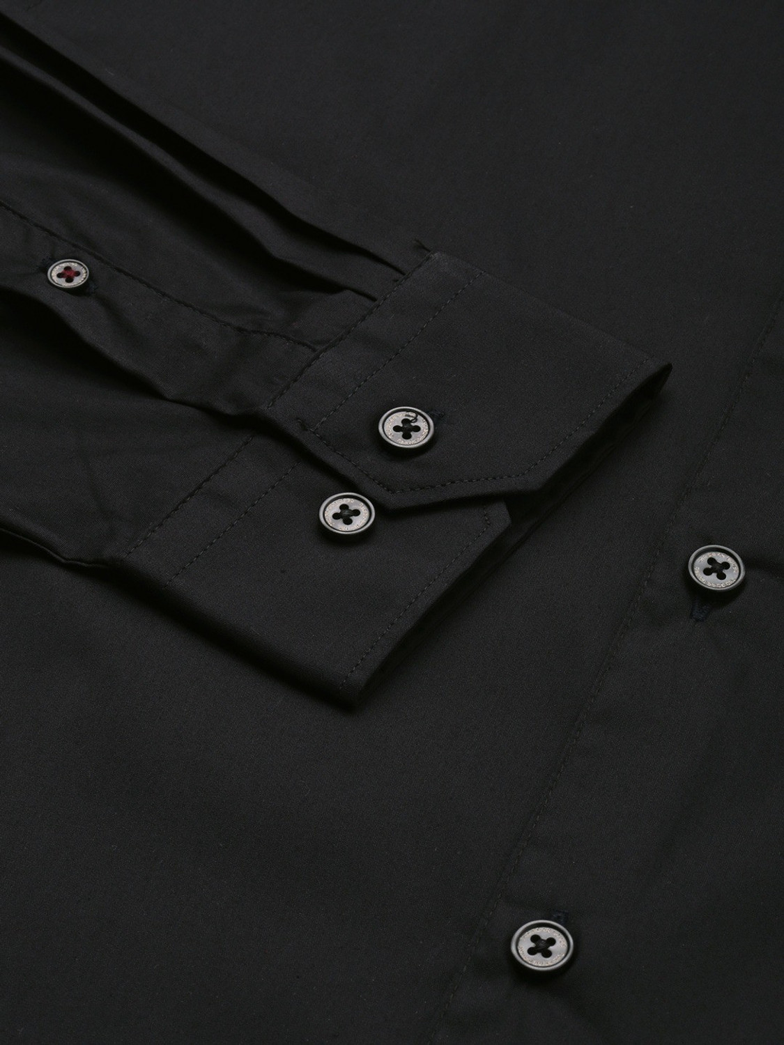 Image of THE BEAR HOUSE Men Solid Casual Black Shirt