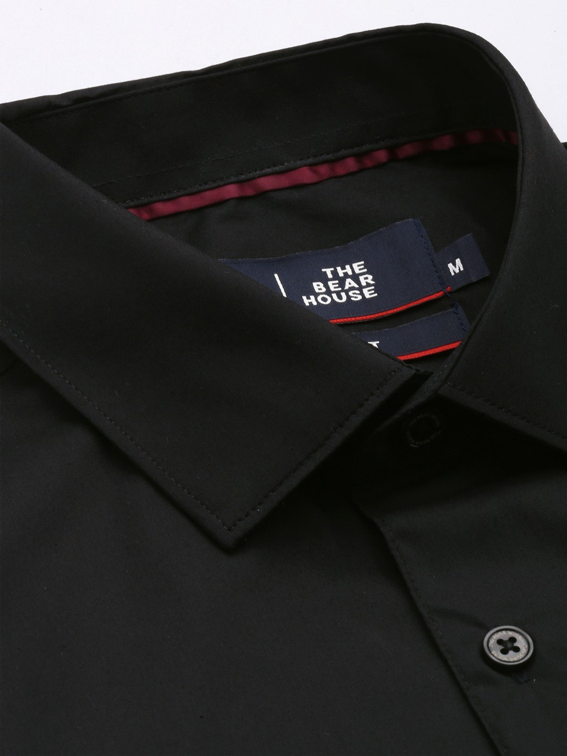 Image of THE BEAR HOUSE Men Solid Casual Black Shirt