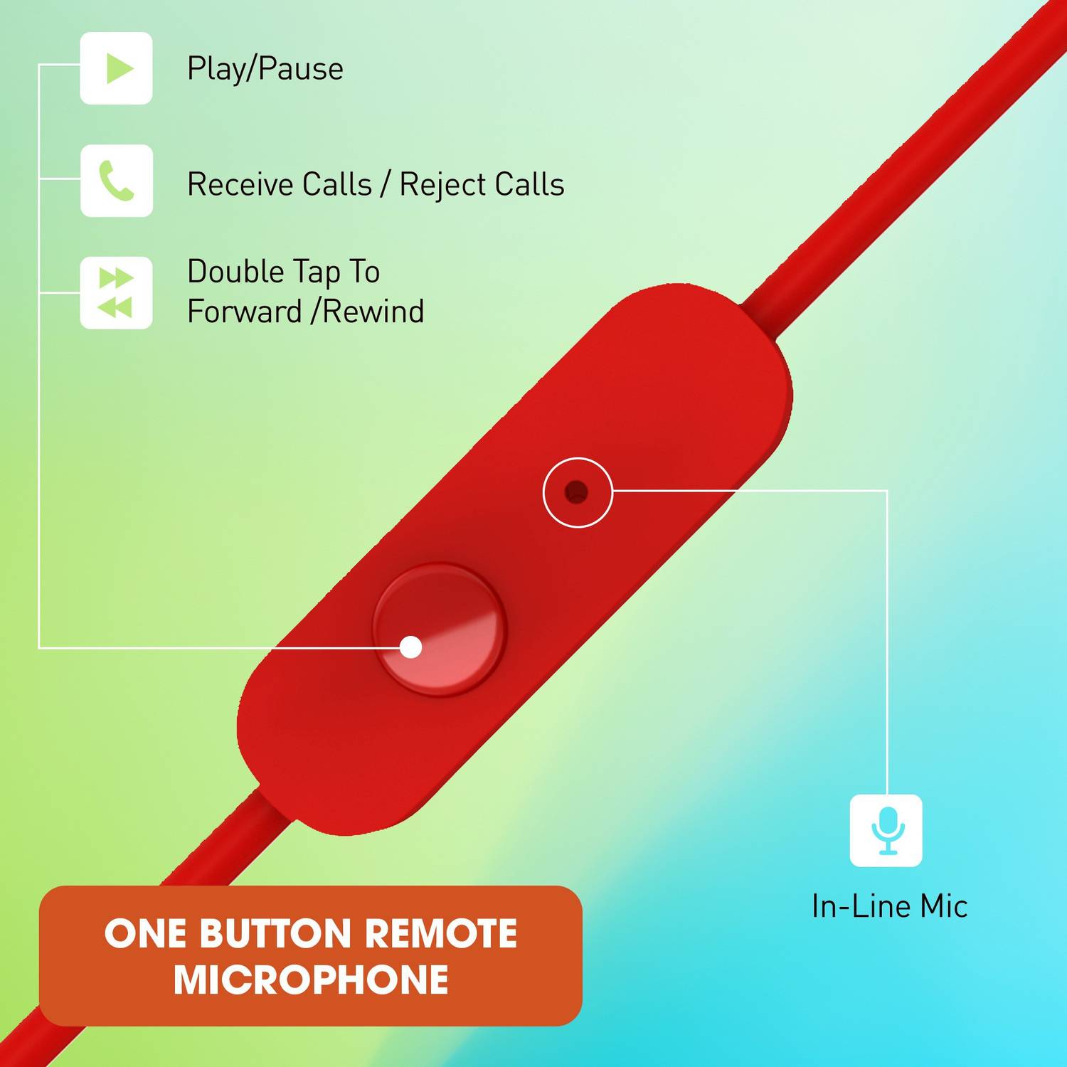 JBL C150SI Red Wired Earphones with Remote - Image 4