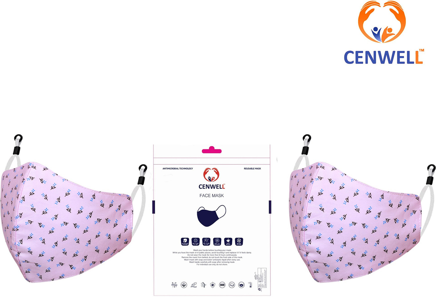 Image of CENWELL WOMEN PINK 100% Cotton Protective Fashionable Fabric N95 Cotton Face Mask Women with Adjustable Earloop ,Adjustable Strap & Free Hand Sanitizer, Anti-pollution, Anti-virus and Anti-bacterial Fabric N95 PINK MASK Water Resistant, Reusable, Washable Cloth Mask With Melt Blown Fabric Layer