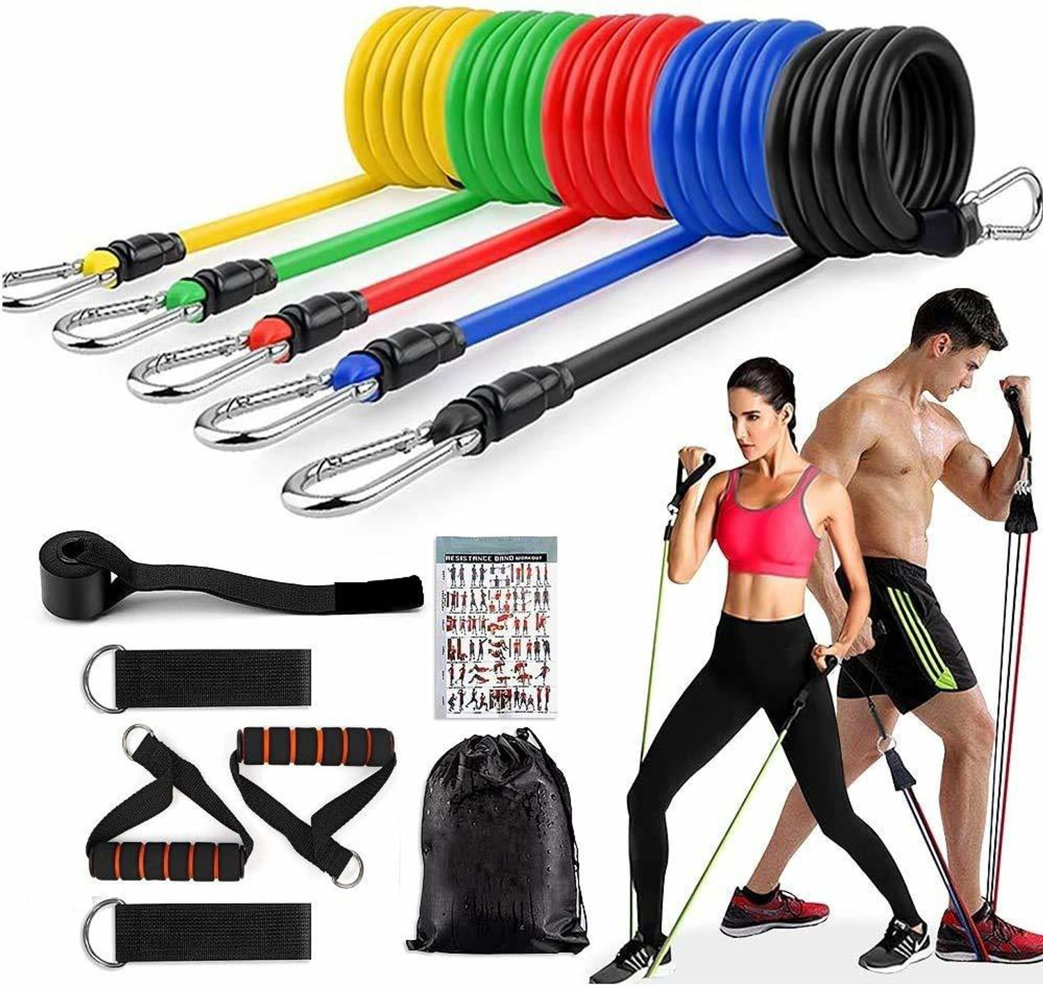 Image of GYMIGO IIV-195-SX-0.52 kg 11 pcs Gym Rope Set Home Gym Combo Home Gym Resistance Tube