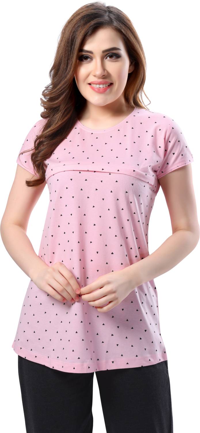 AV2 Casual Short Sleeve Geometric Print, Printed Women Multicolor Top
