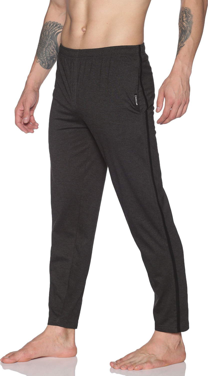 Image of Dollar Cotton rich fabric Solid Solid Men Grey Track Pants