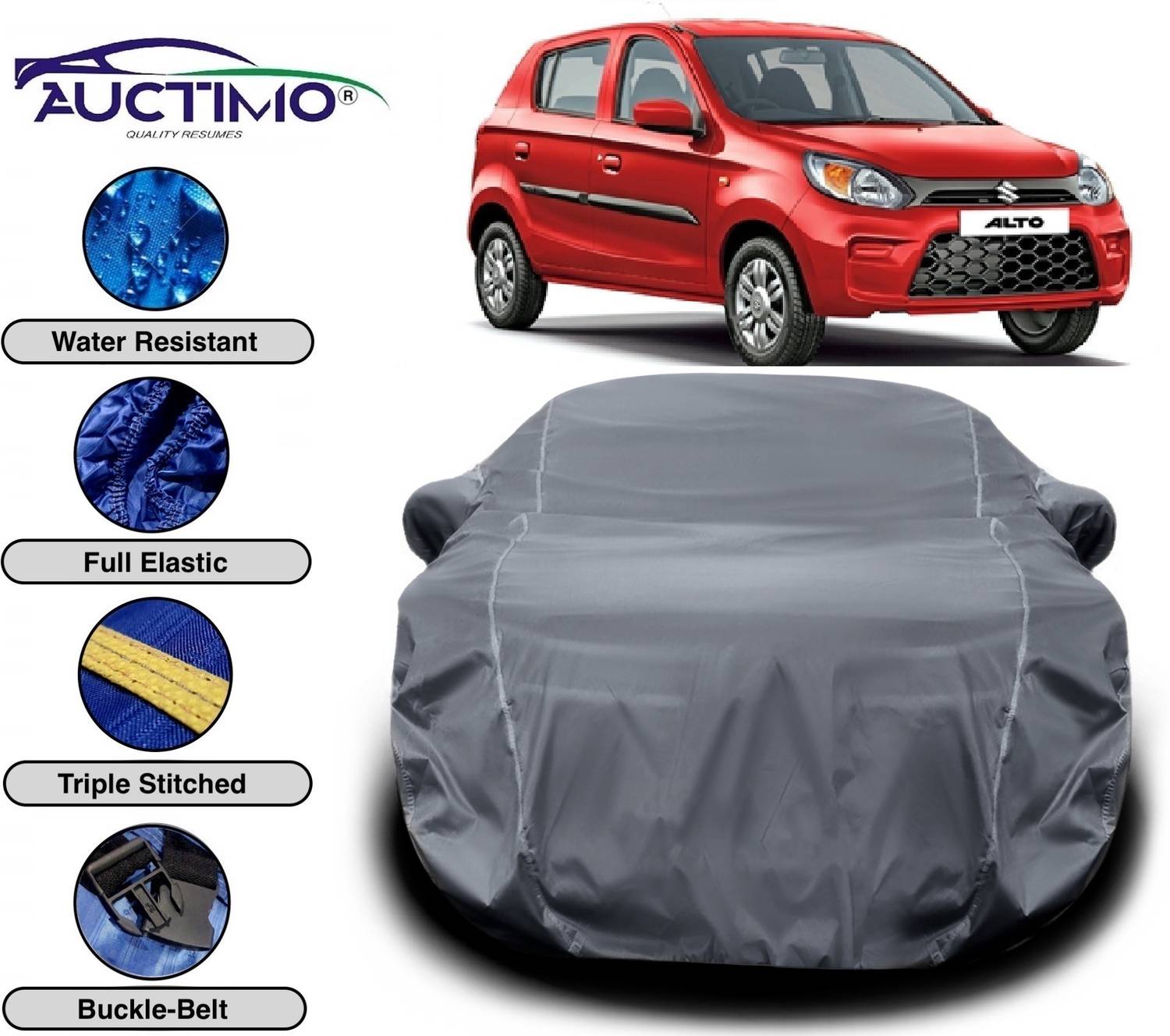 AUCTIMO Car Cover For Maruti Suzuki Alto 800 (With Mirror Pockets)