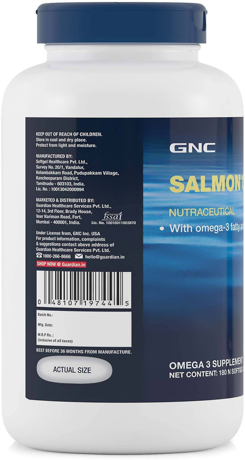 Image of GNC Salmon Oil - 1000 mg Salmon Oil, 300mg mg of highly absorbable EPA /DHA Omega 3s