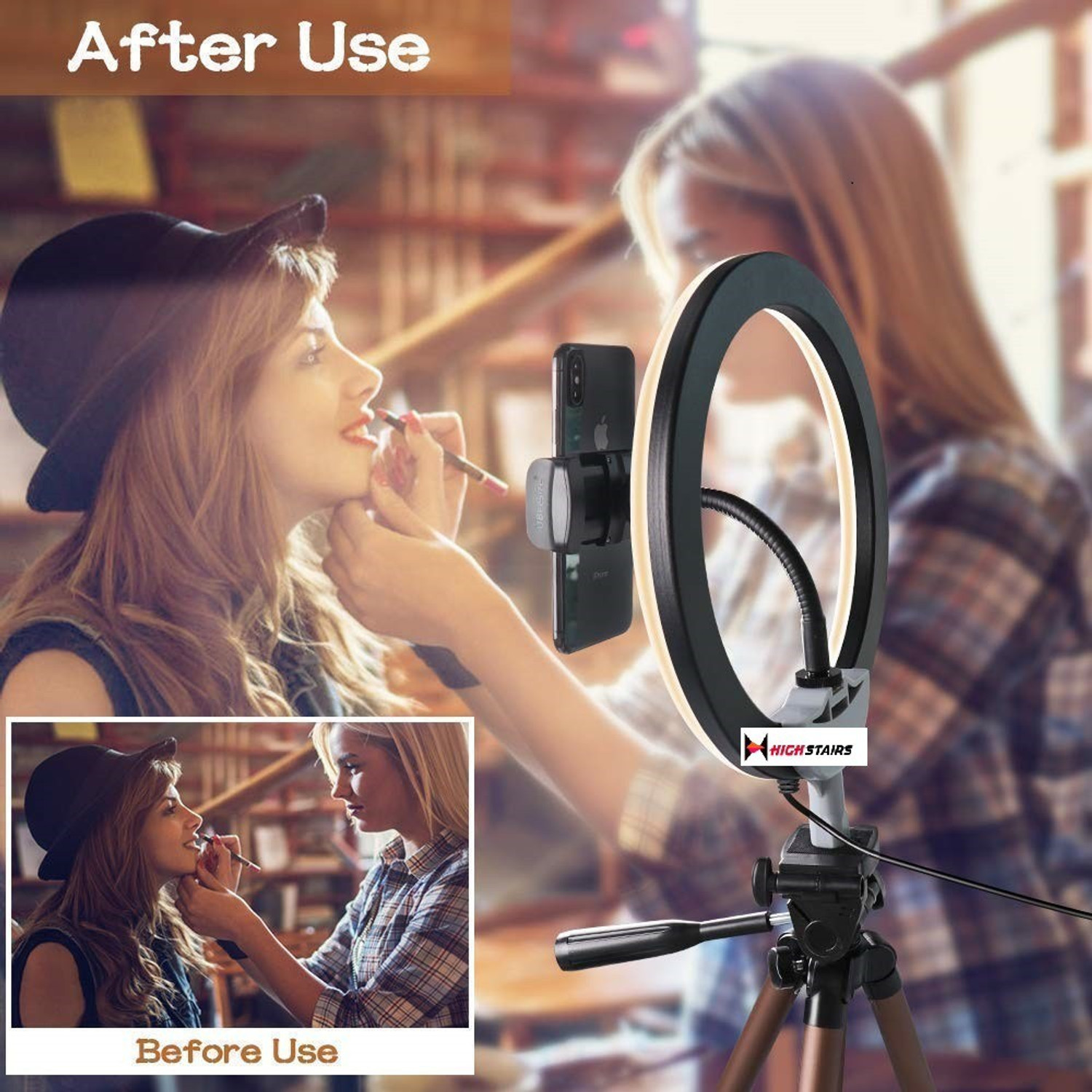 Image of NJENT New 10 Inches Big LED Ring Light with 7 feet Stand for Camera Smartphone.YouTube Video Shoot /Makeup Shoot /Studio Shoots /Instagram Video Shoot. Ring Flash
