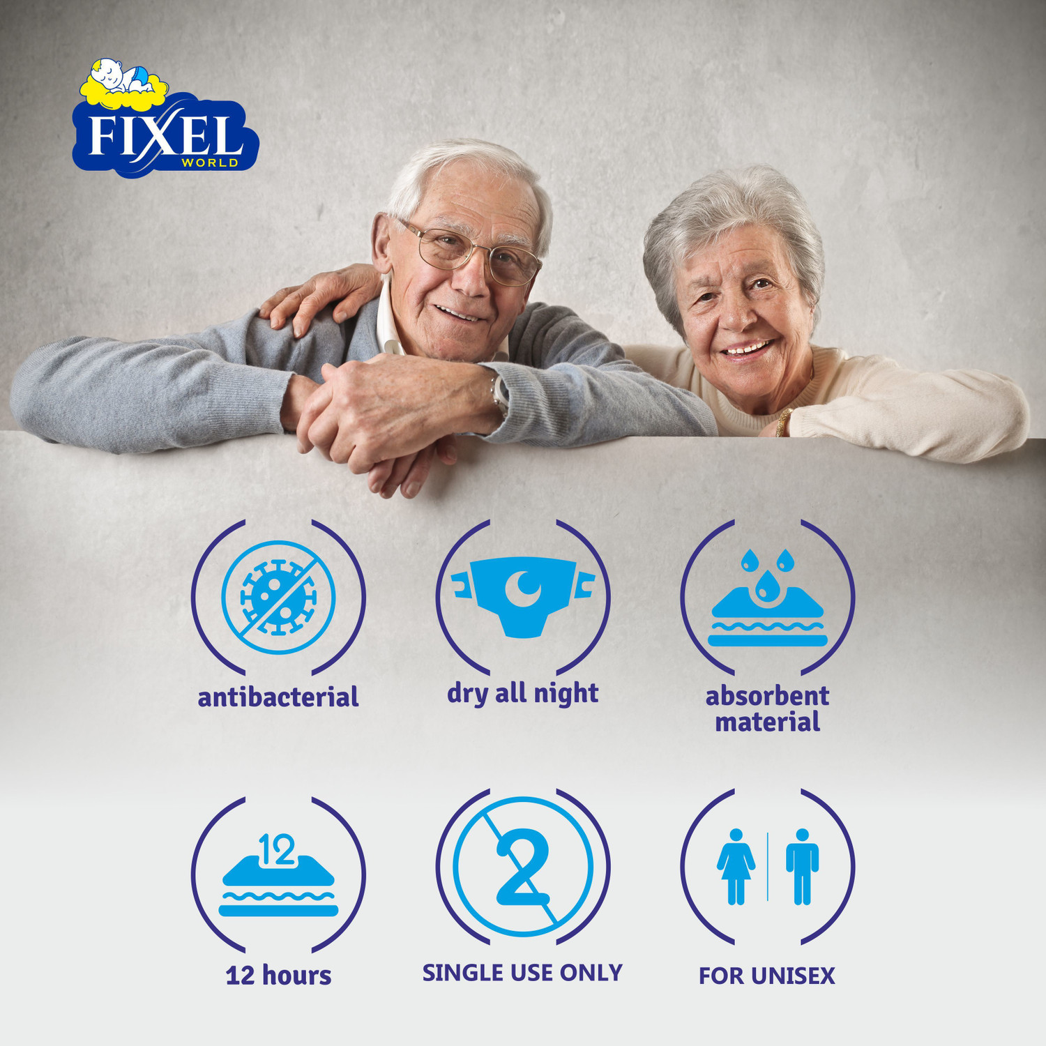 Image of fixel Adult diaper pants for unisex, extra Large size (120-170 cm / 48-68 inch) Adult Diapers - XL