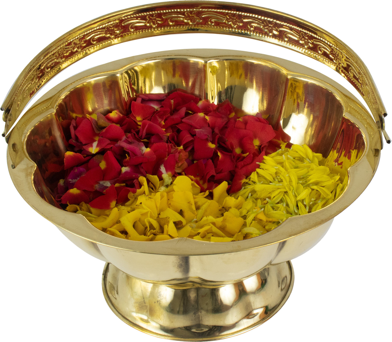 Image of Spillbox Traditional Handcrafted Lakshmi Brass Flower basket for Pooja /Worship-LOTUS Brass