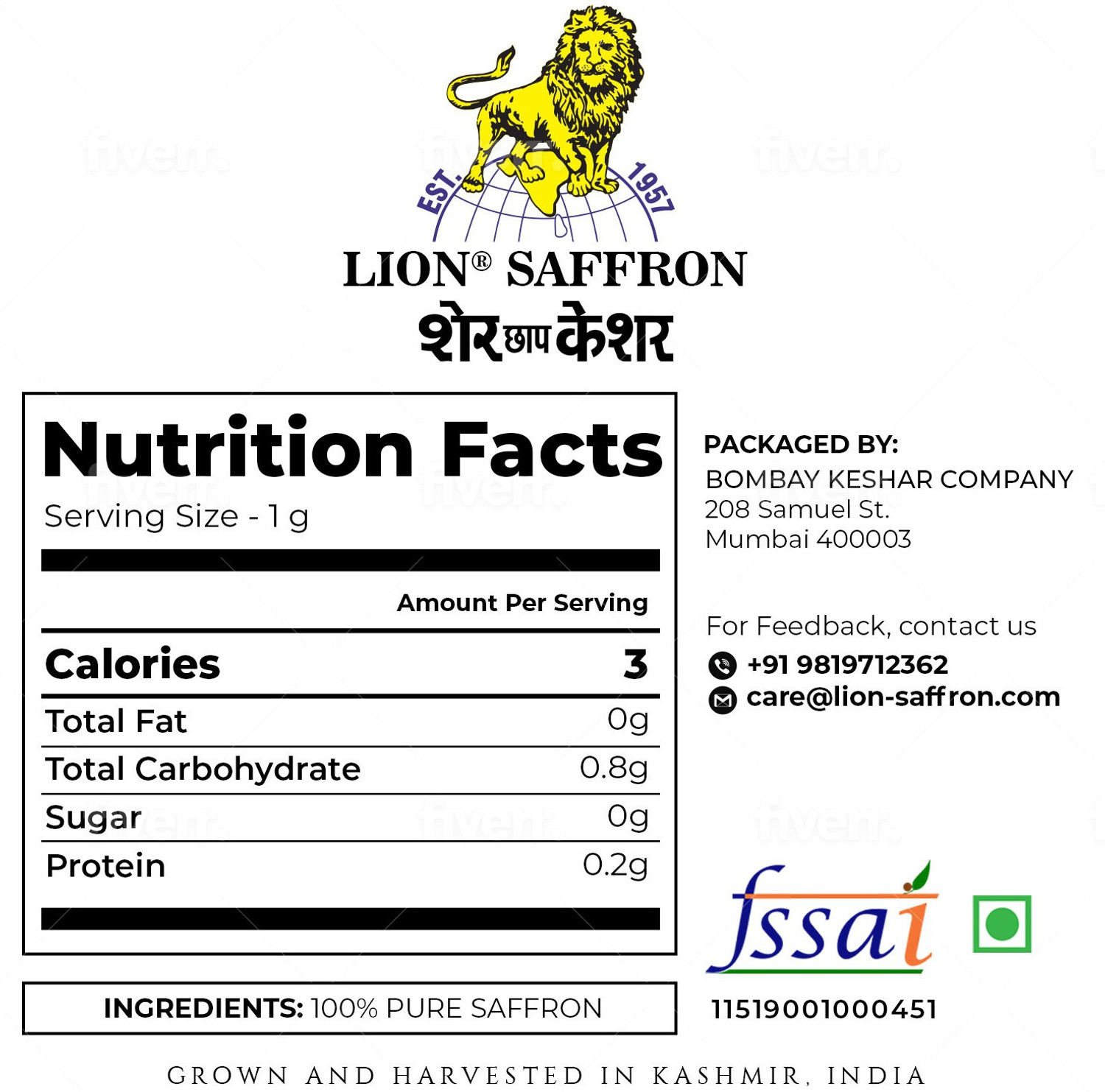 Image of LION Saffron Grade A+++ Kashmiri Mongra Kesar For Pregnant Women & Cooking Whole