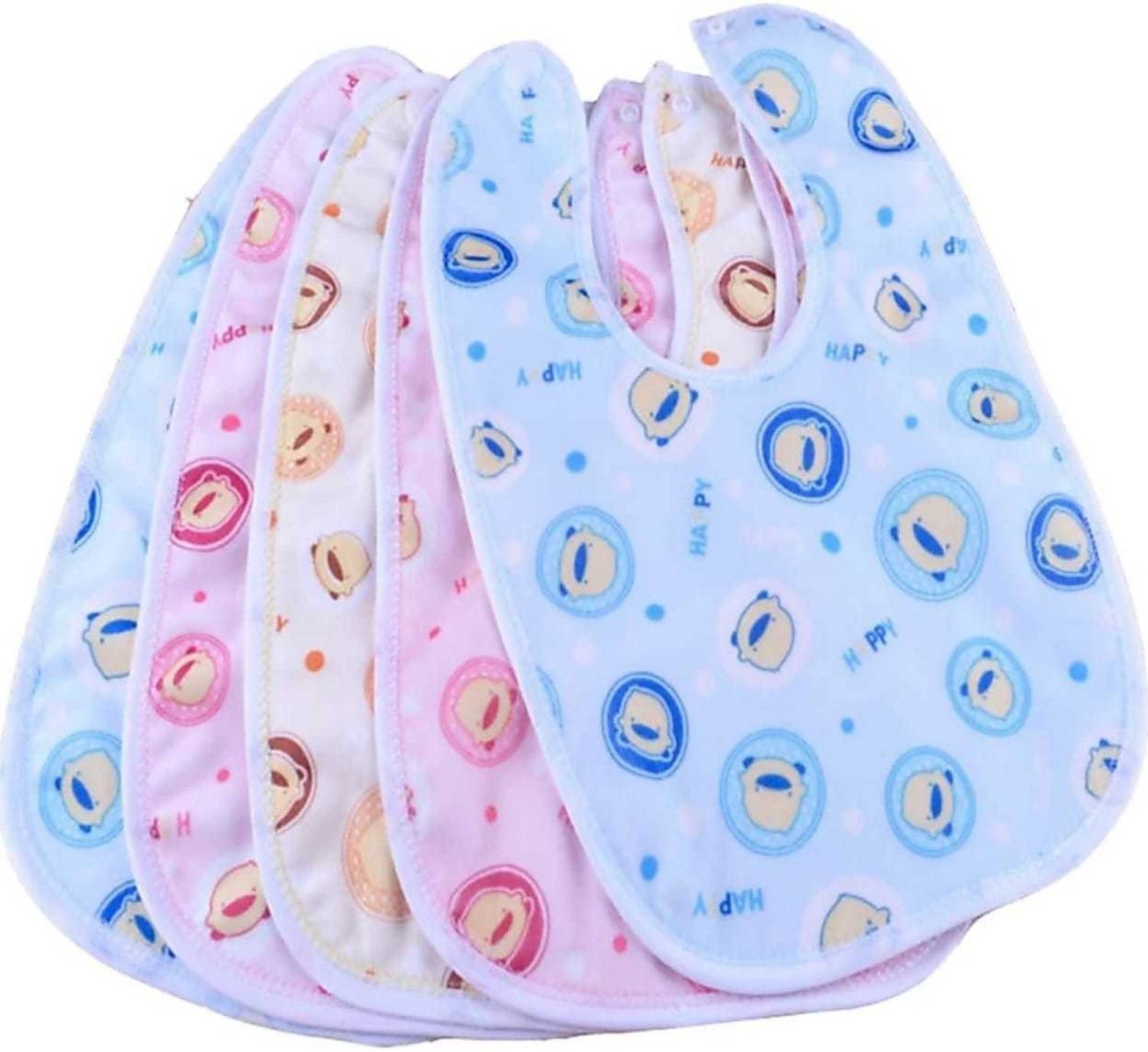 AMAKART Baby Cotton Bibs Waterproof (Pack of 6)