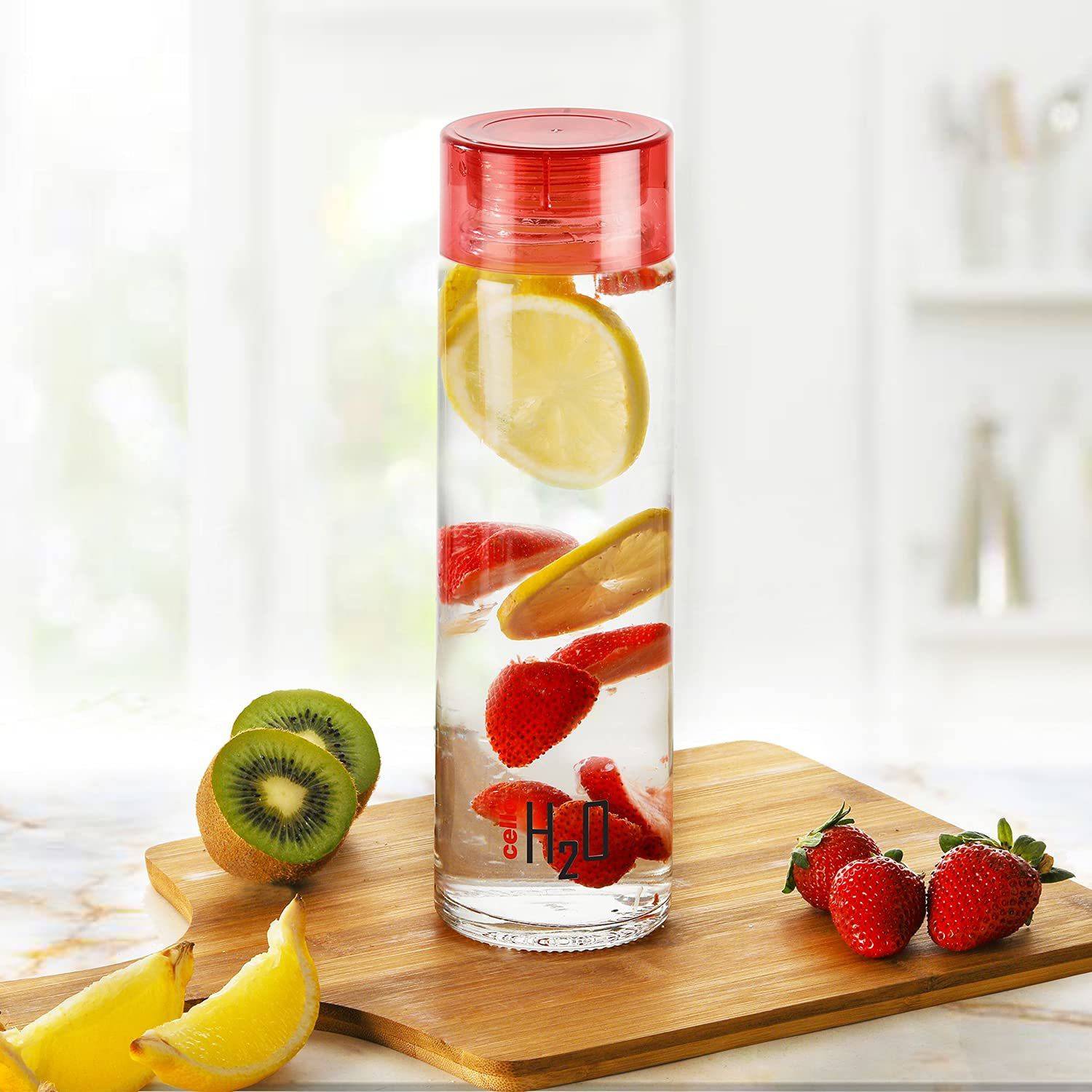 cello H2O 1000 Fridge Water with Plastic Cap | Light weight | Leak proof 920 ml Glass Bottle