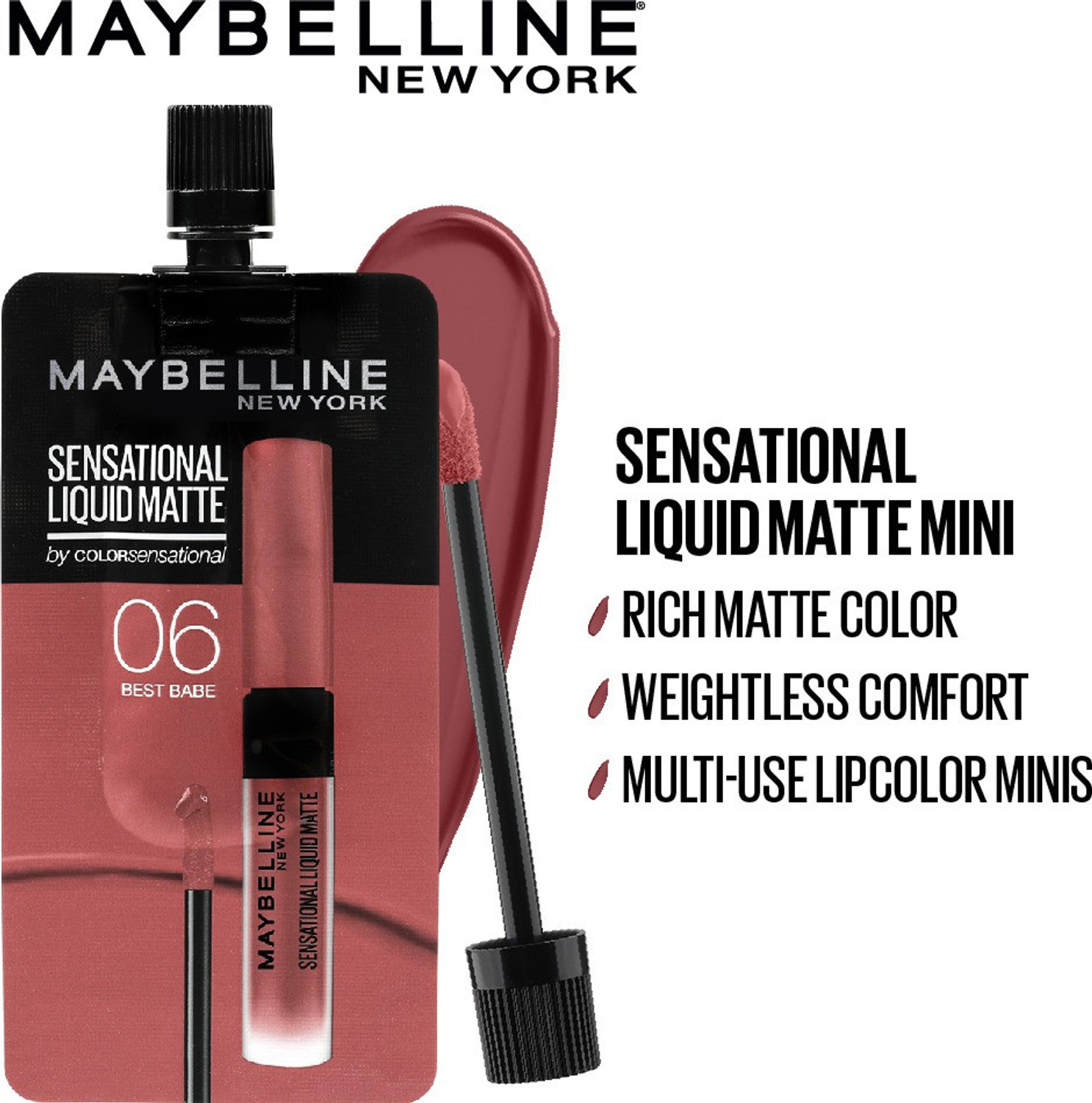 Image of MAYBELLINE NEW YORK Sensational Liquid Matte Minis 4 shades - Soft Wine, Best Babe, Bare It All, Strip It Off (Pack of 4)