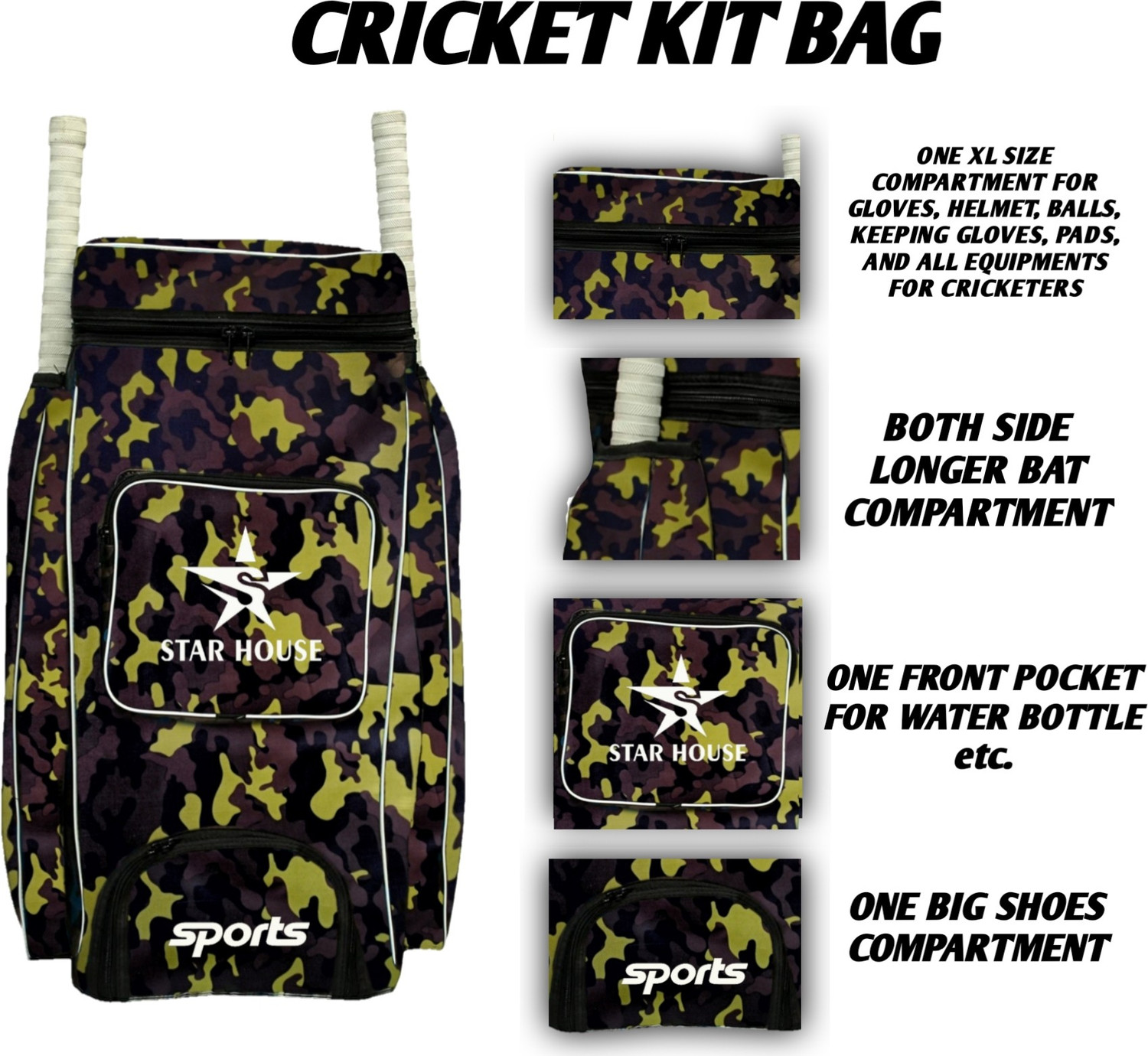 Image of Star House Unique Design Cricket Kit Bag With Full Padded Foam Inside
