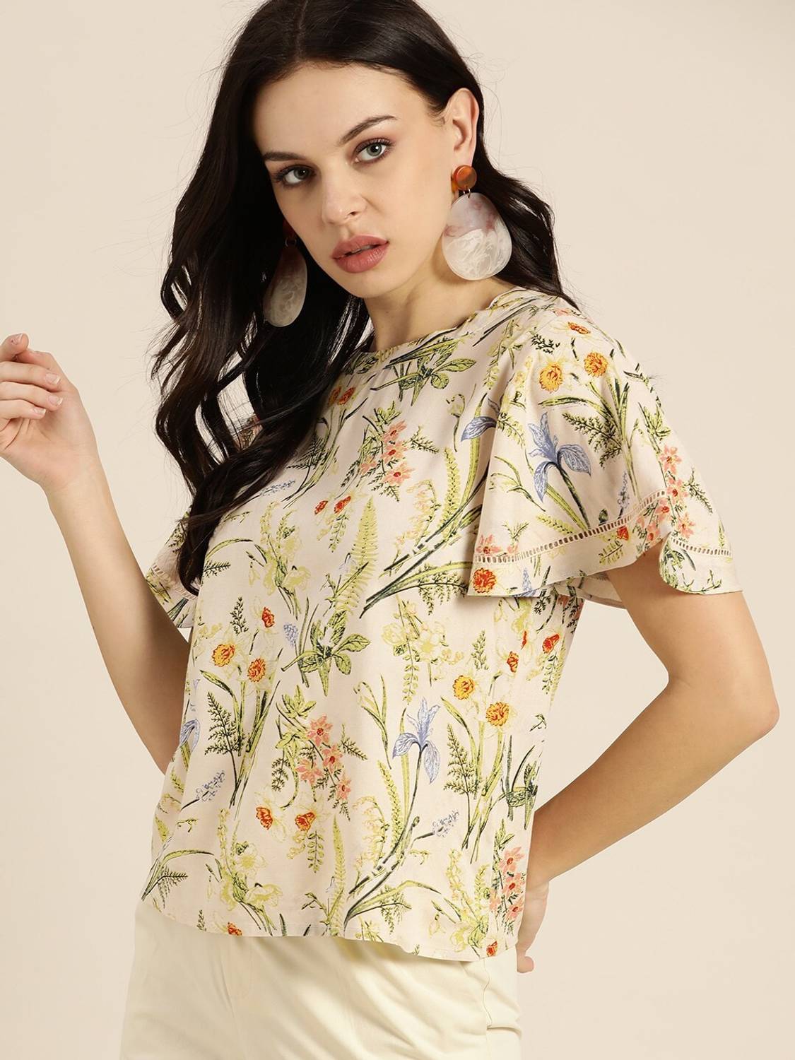 all about you Casual Short Sleeve Printed, Floral Print Women Yellow Top