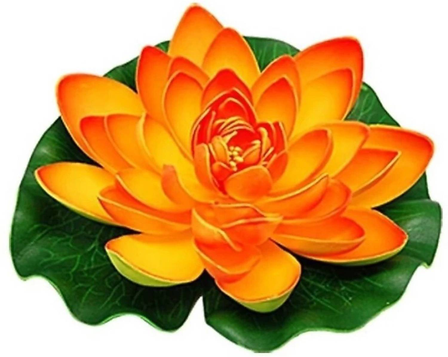 AGAMI Decorative Big 7 inch Floating Lotus Artificial Flowers for Decoration and Gifting Orange Lotus Artificial Flower